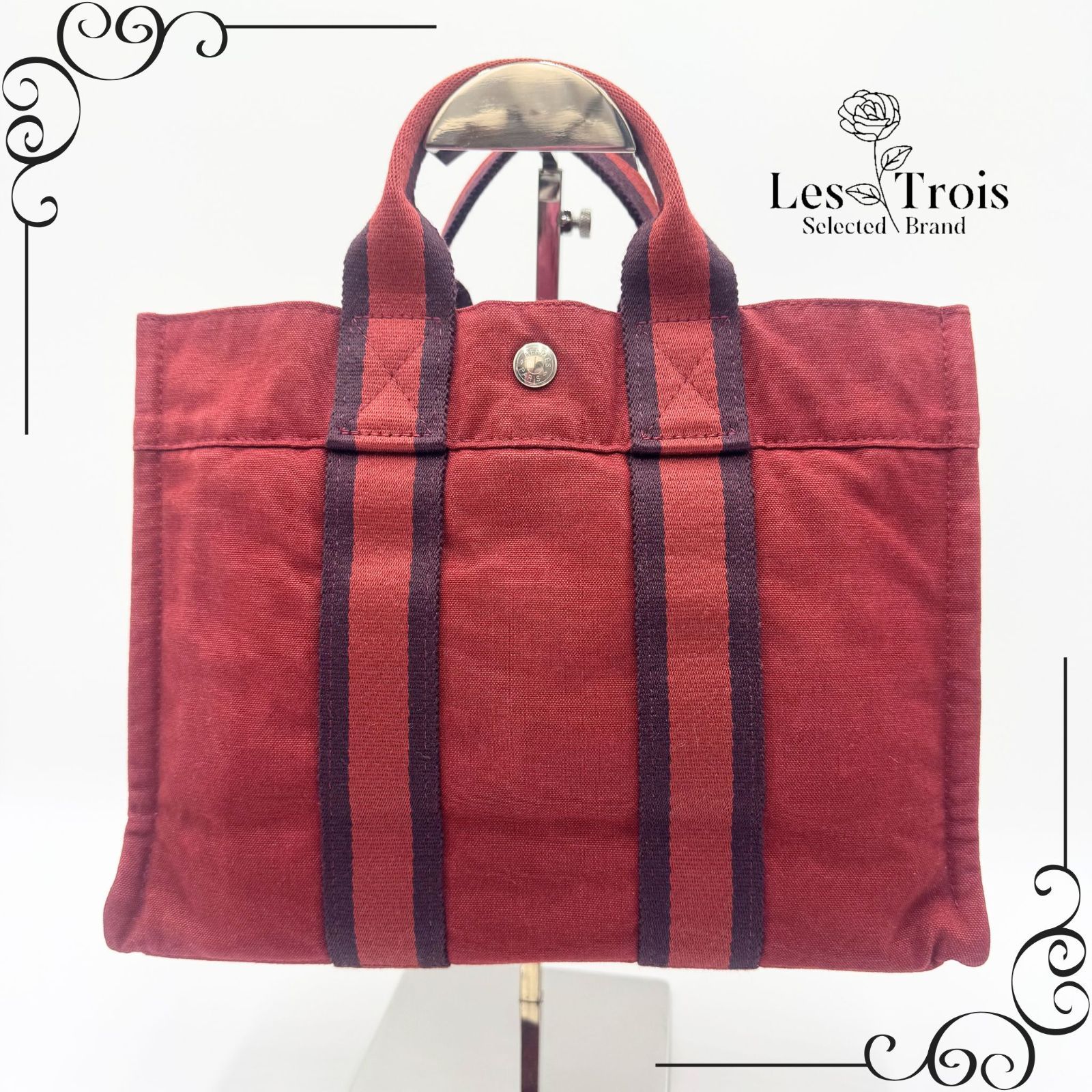 HERMES エルメス フールトゥ PM キャンバス トートバッグ レッド