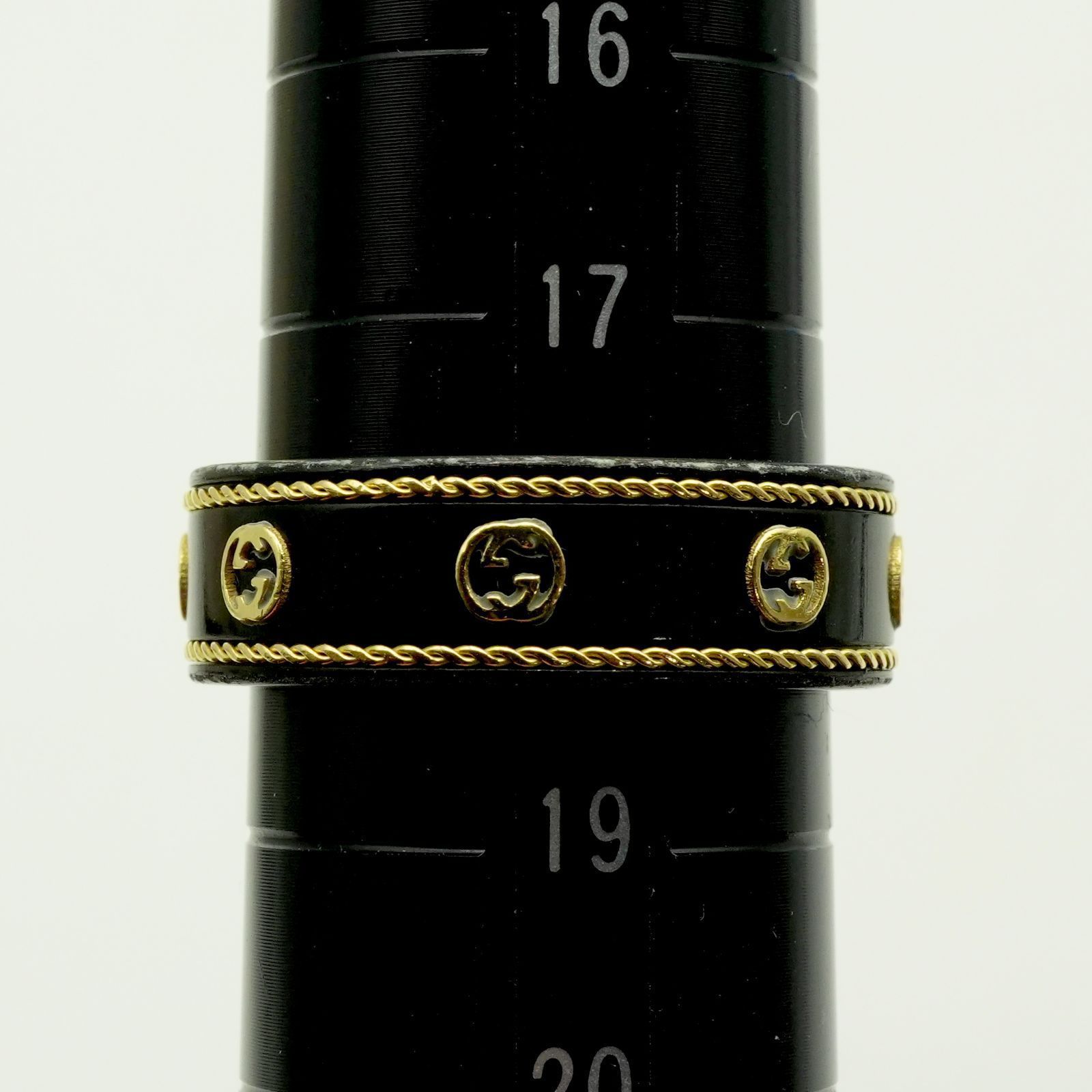 美品　GUCCI 指輪　インターロッキングリング　18号 18号 グッチ インターロッキング ブラック アイコン リング/24-4303