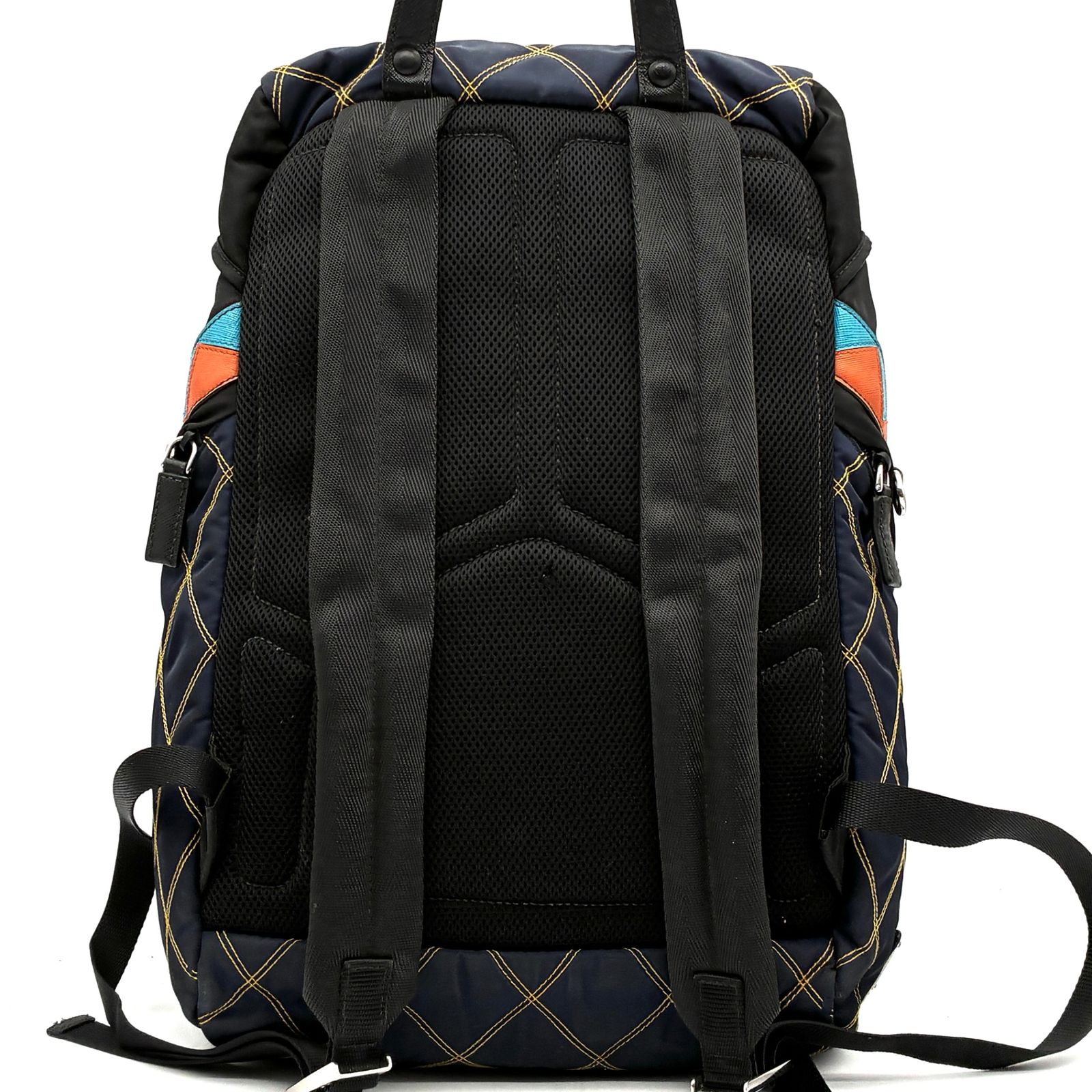 美品 PRADA プラダ 1BZ039 キルティング パッチワーク リュックサック