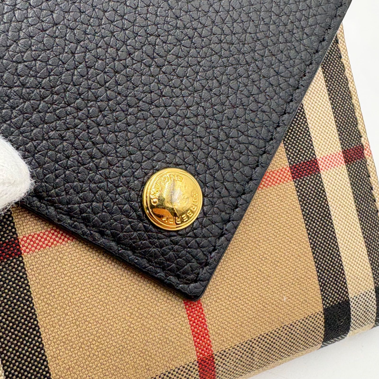 極美品◎Burberry バーバリー ホースチェック ノヴァチェック 三つ折り