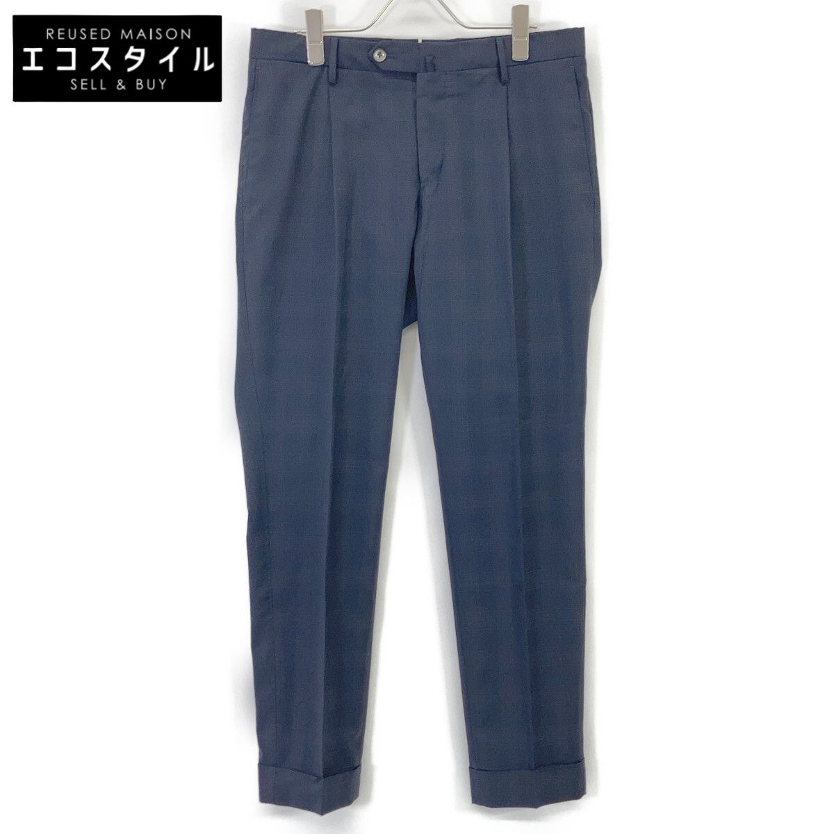 PT TORINO TECHNO WASHABLE WOOL スラックス 46 メンズ PT TORINO ピーティートリノ ﾈｲﾋﾞｰ ﾁｪｯｸ TECHNO WASHABLE WOOL