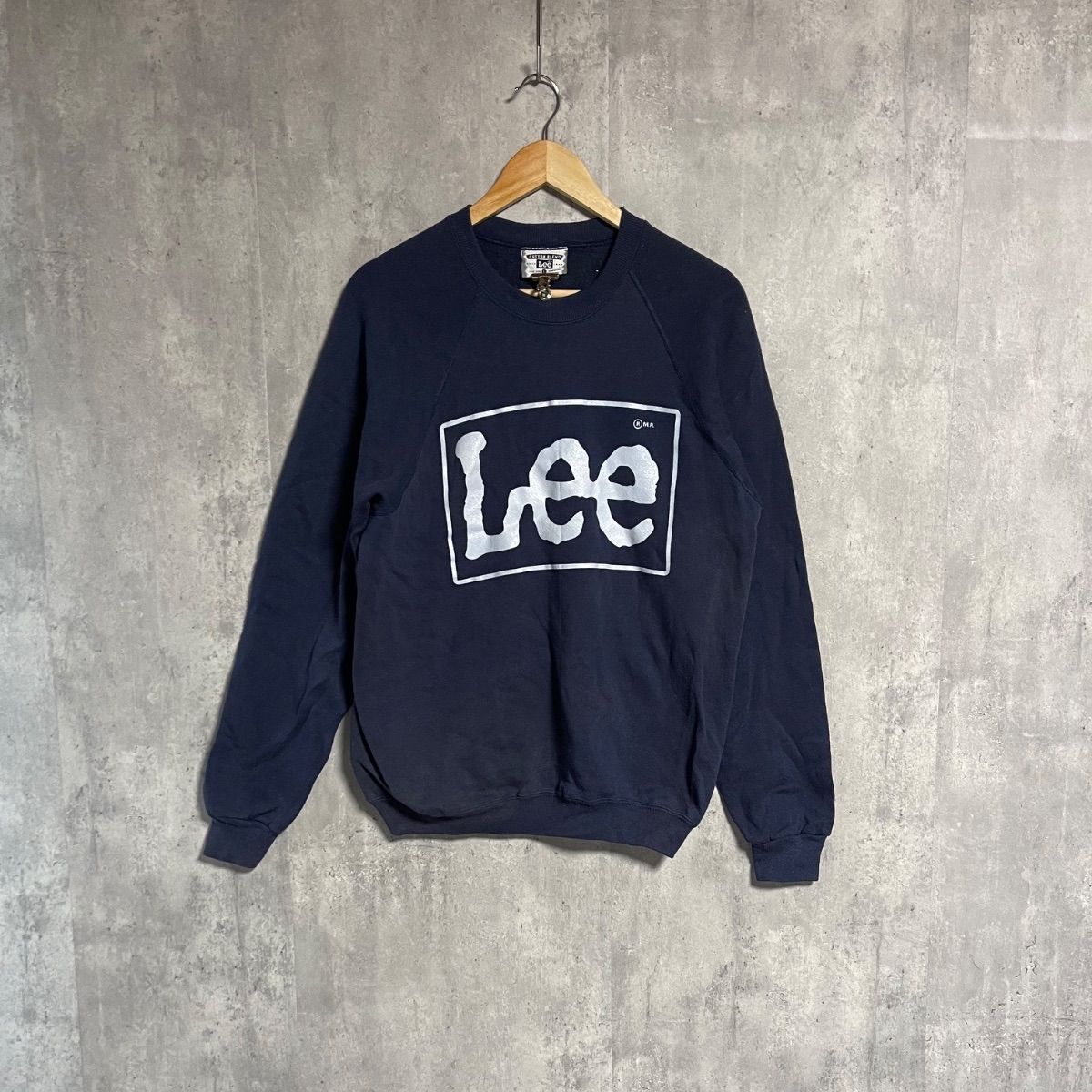 90s USA製 Lee リー デカロゴ プリント スウェット L ネイビー 紺 ナス 
