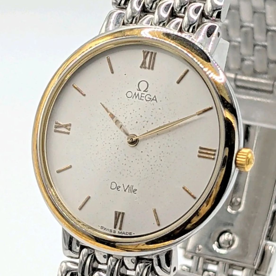 OMEGA DE VILLE Watch Quartz Men's Round Gold Silver Combi Gold