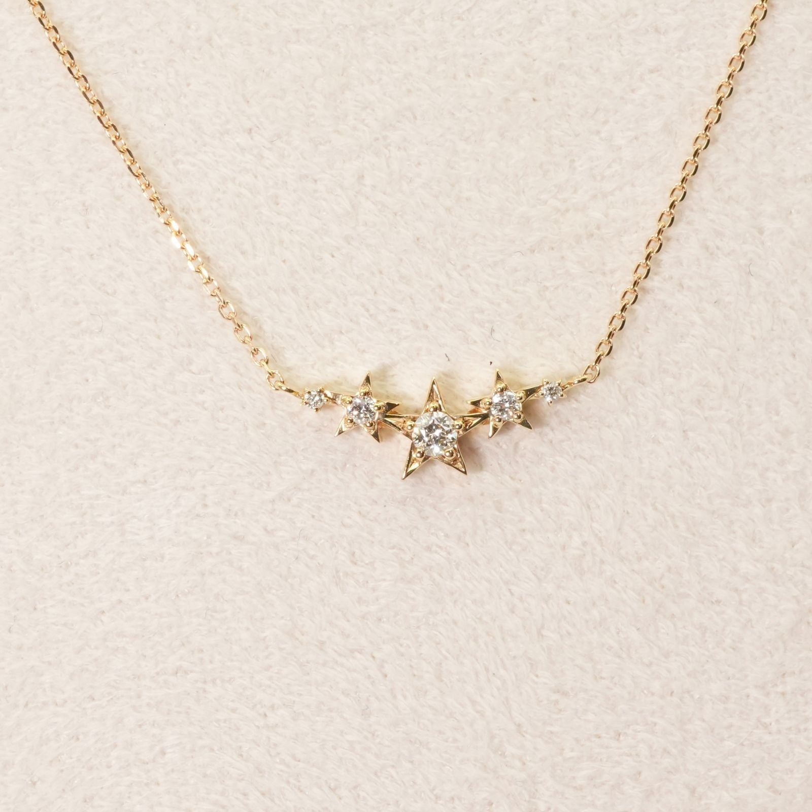 美品 フェスタリア K18 ダイヤモンド ネックレス 5連 星◎/24-5333S 