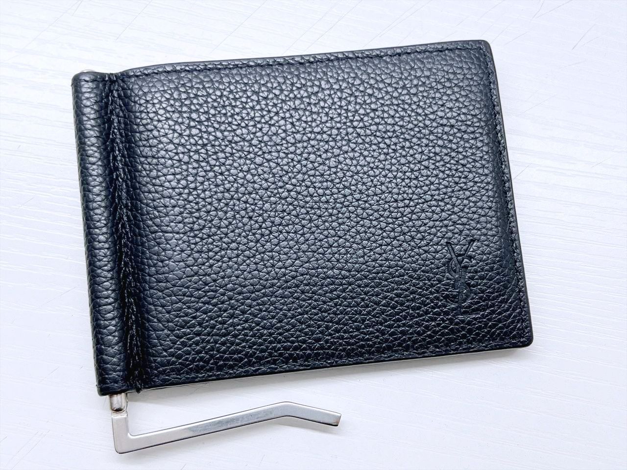 美品】サンローラン マネークリップ 財布 クロコダイルエンボスレザー