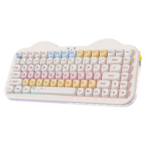[신제품] 무선 기계식 키보드 75% 레이아웃 핫스왑 가능한 크리미 키보드 NKRO PBT MOA 키 캡 RGB 백라이트 개스킷 마운트 귀여운 케이크 디자인 BT5.0/2.4G/USB-C Wi 7ab9188e