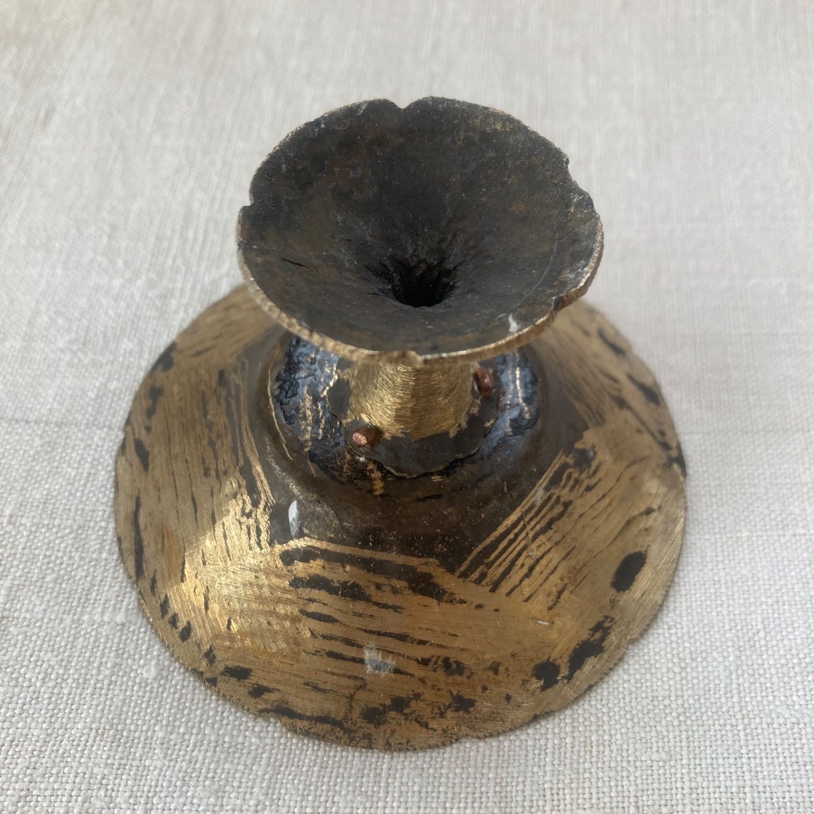 インド 真鍮 脚付皿 祭器 高杯 脚付盤 骨董 古道具古物 金属工芸 