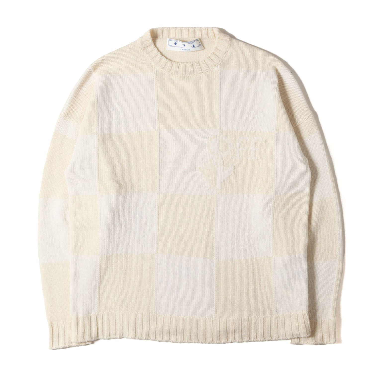 OFF-WHITE オフホワイト ニット アイボリー サイズ:M | ブランドロゴ 