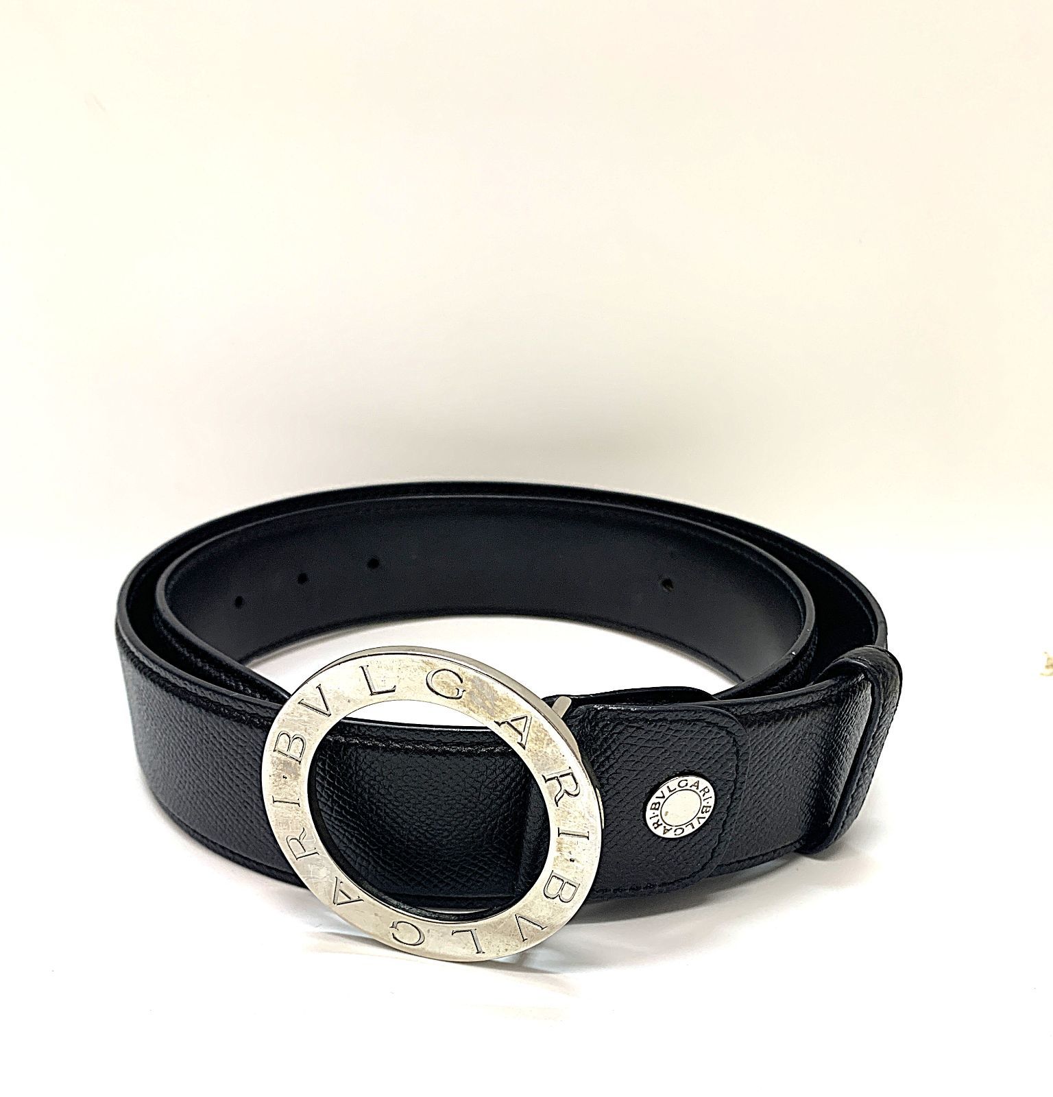 値下げ❗️BVLGARI ブルガリ ブルガリ ベルト サークルロゴ 20230 黒系 