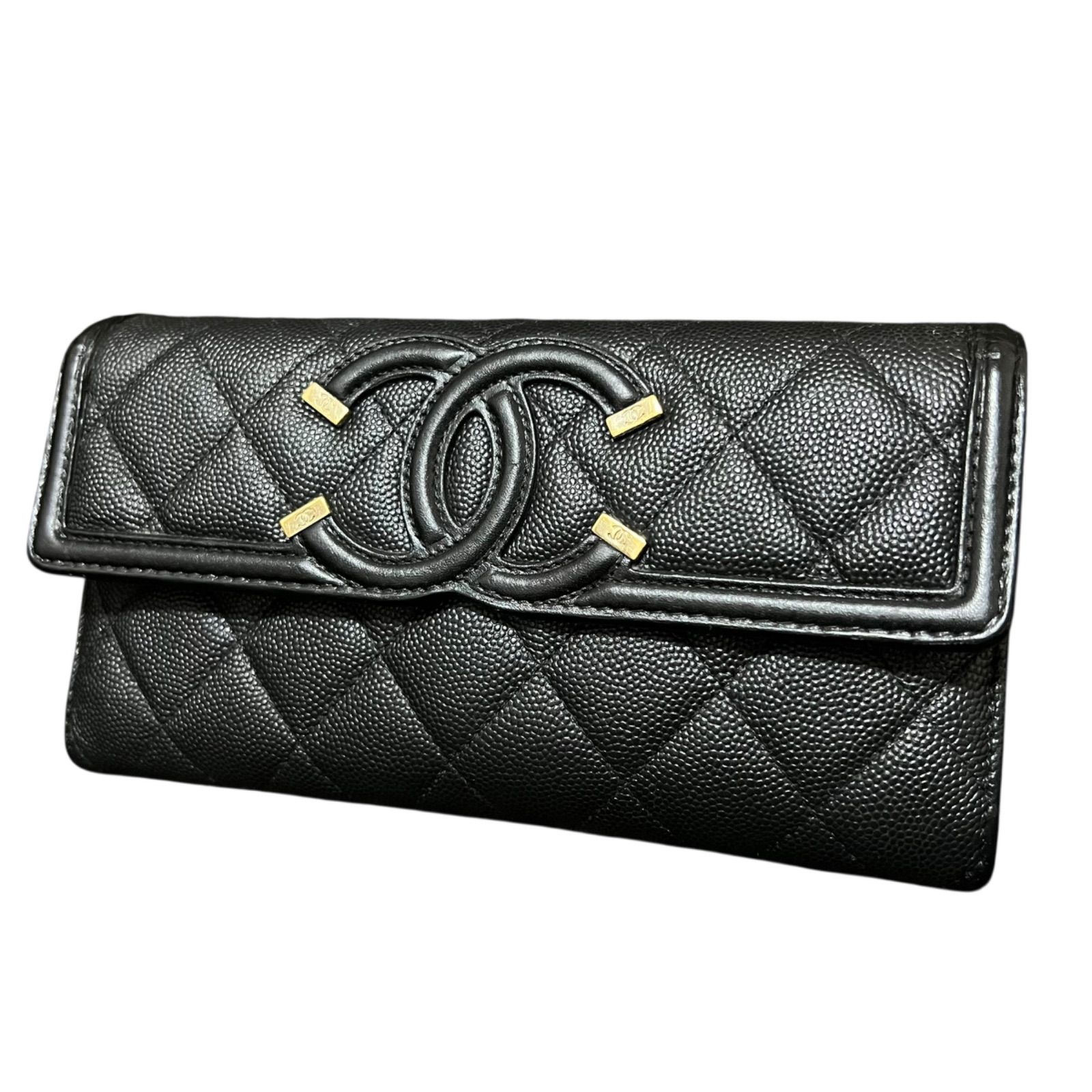 【専用】シャネル　キャビアスキン　ＣＣフィリグリー　マトラッセ 長財布 CHANEL シャネル CCフィリグリー キャビアスキン マトラッセ 長財布