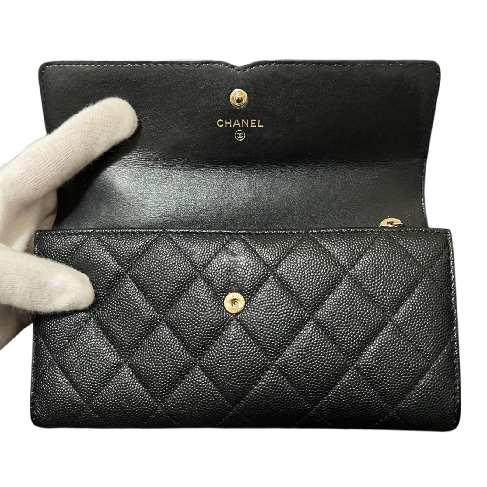 【専用】シャネル　キャビアスキン　ＣＣフィリグリー　マトラッセ 長財布 CHANEL シャネル CCフィリグリー キャビアスキン マトラッセ 長財布