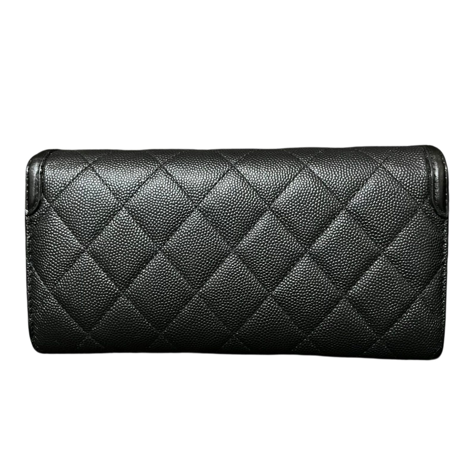 CHANEL シャネル CCフィリグリー キャビアスキン マトラッセ 長財布