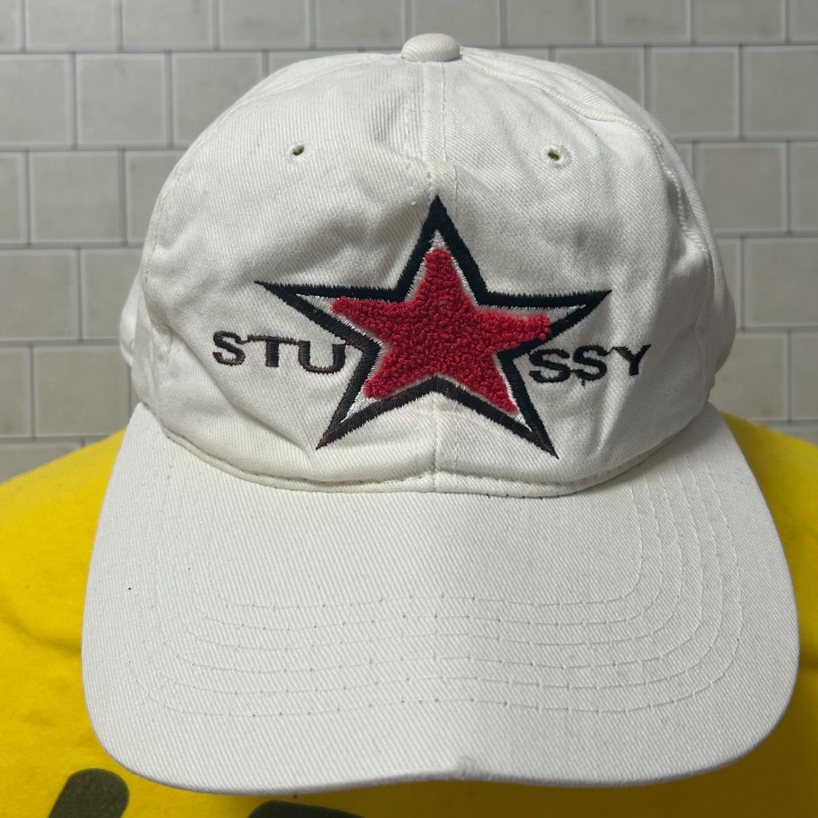 90s old stussy オールドステューシー キャップ スター刺繍 usa製 白