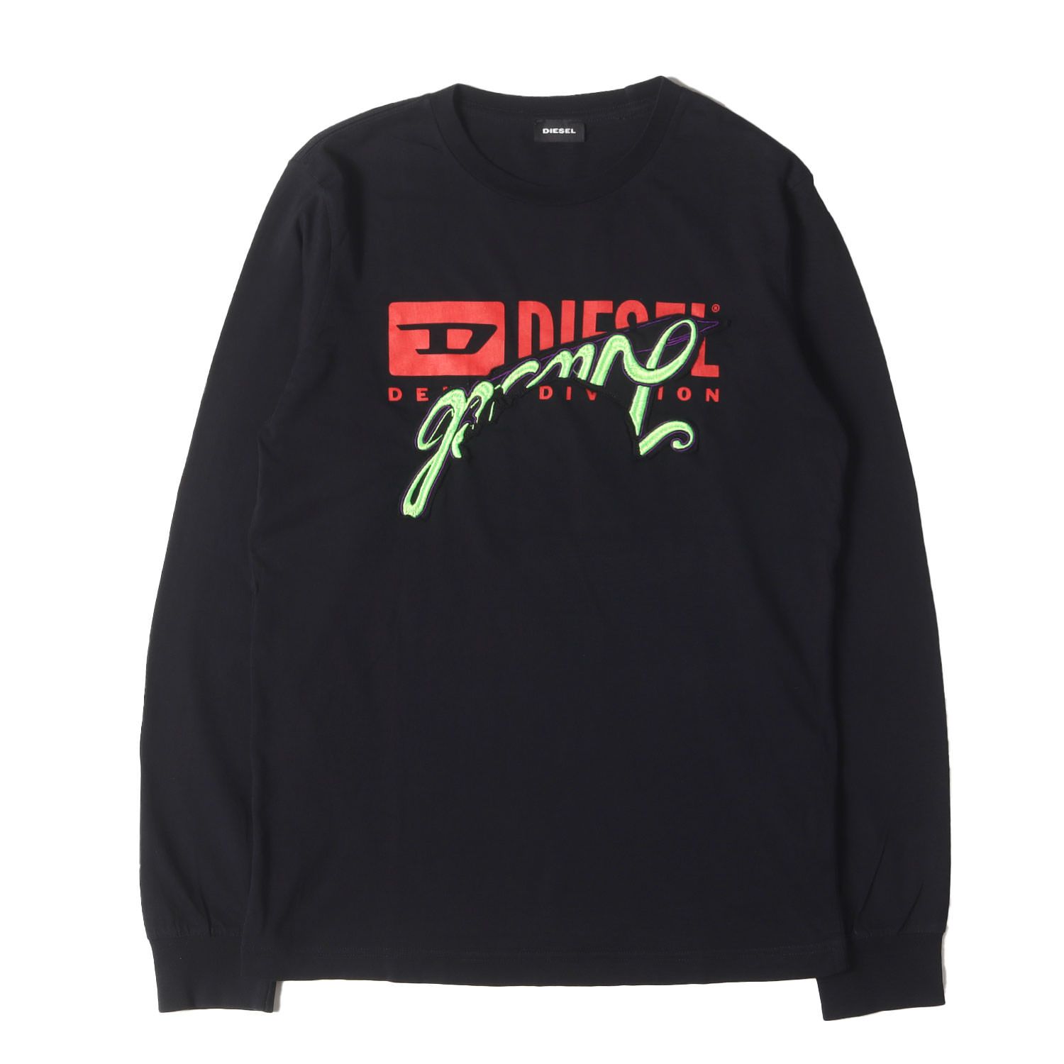 DIESEL ディーゼル Tシャツ ブラック 黒 サイズ:S | ワッペンデザイン 