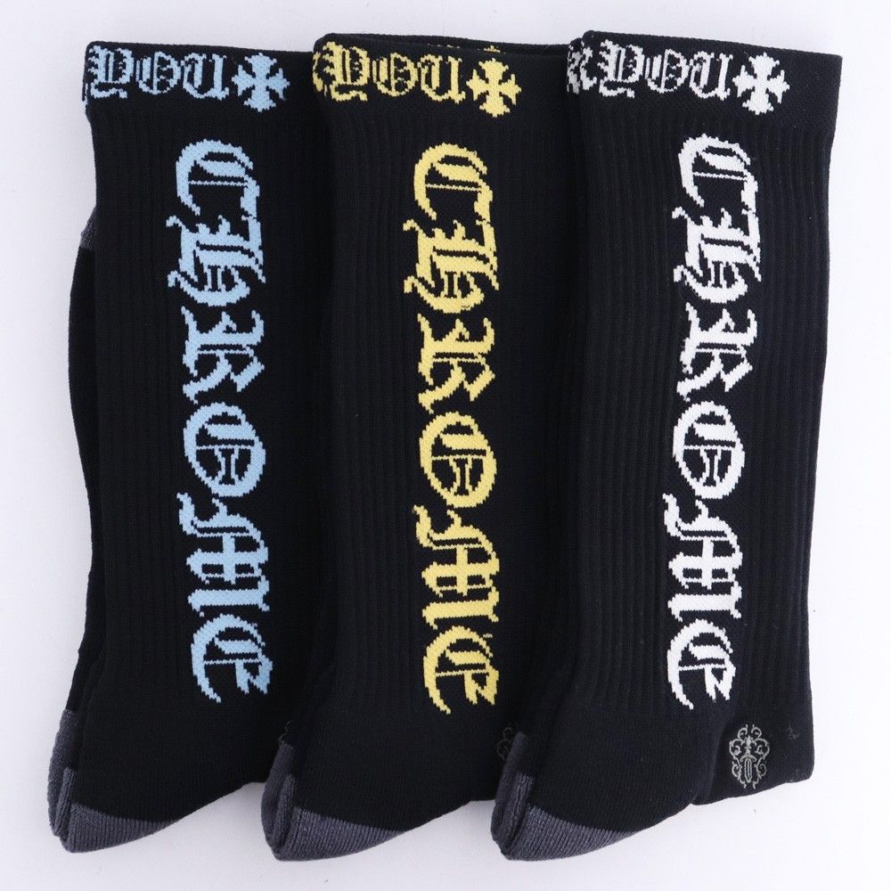未使用 CHROME HEARTS 3パック CHロゴ ソックス Lサイズ ブラック
