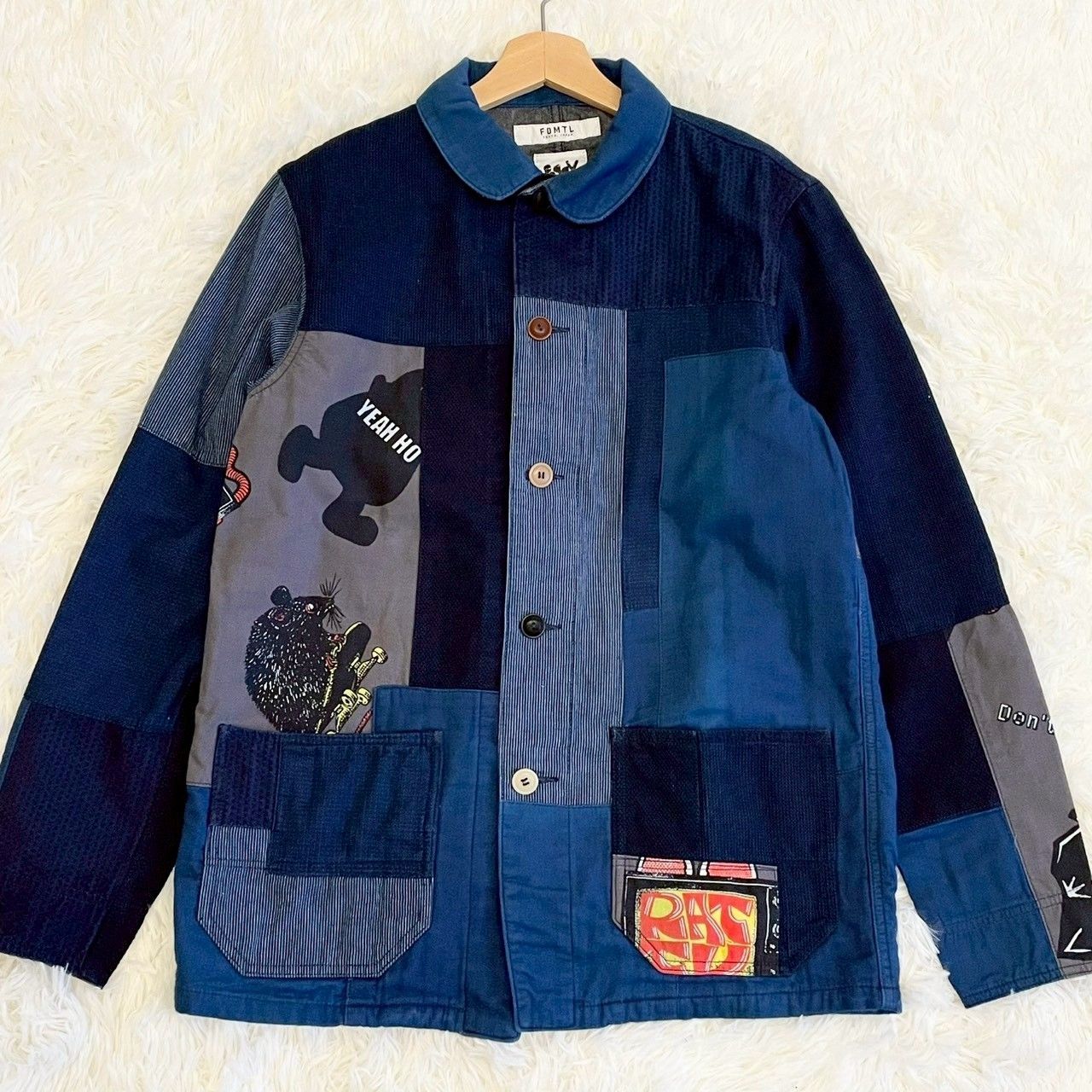 新品タグ付き FDMTL × POGGY WORKS デニムジャケット パッチワーク 