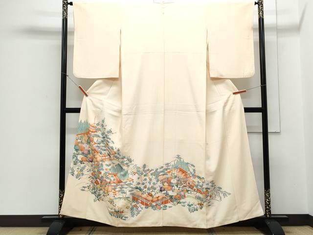 平和屋着物□豪華色留袖 駒刺繍 風景花文 金彩 正絹 逸品 CABD5396th 