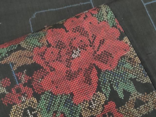 平和屋着物□本場大島紬 7マルキ 色紙重ね花文 正絹 逸品 CABD5434th