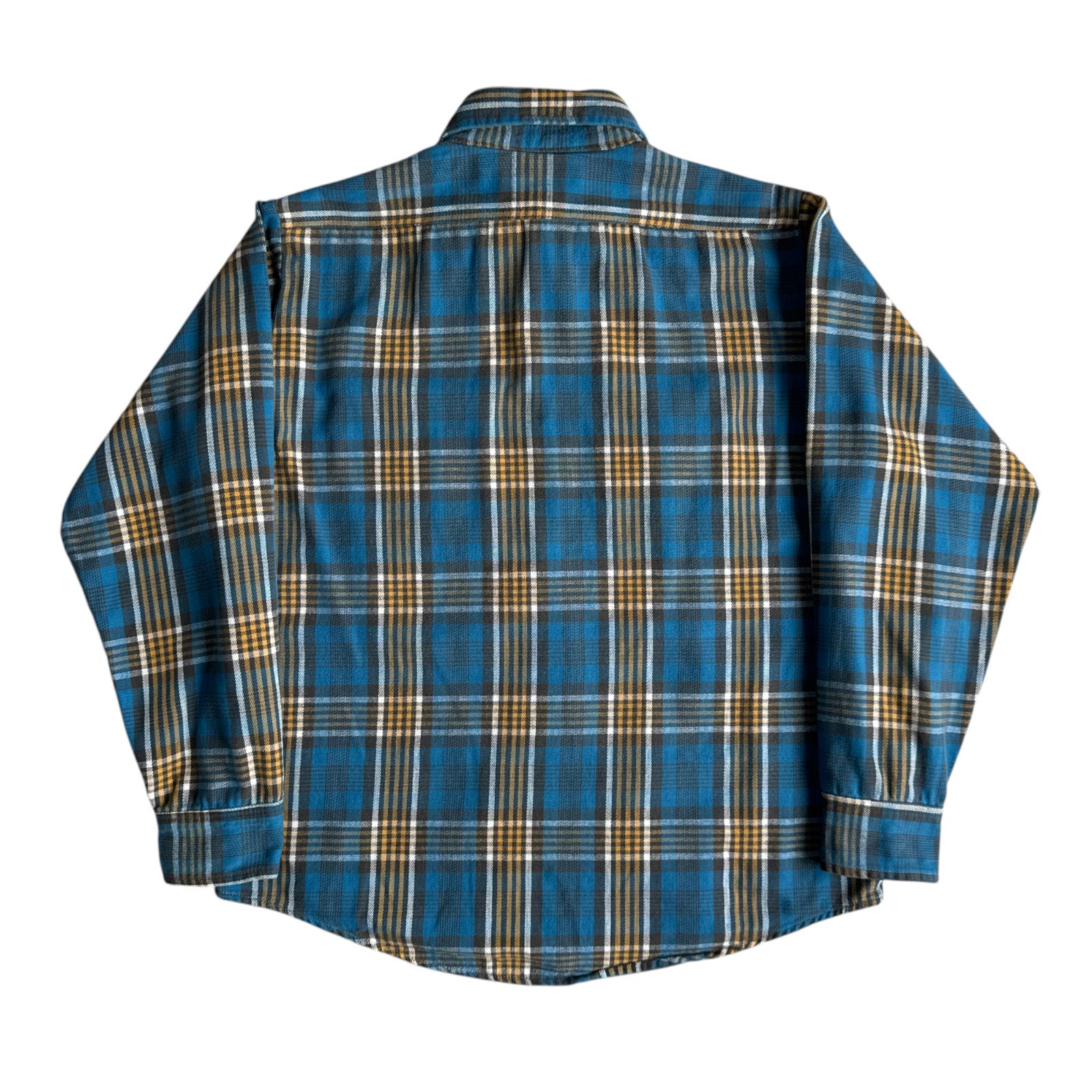 60s King Kole ヘビーネルシャツ ブルー イエロー Fits Lサイズ キング
