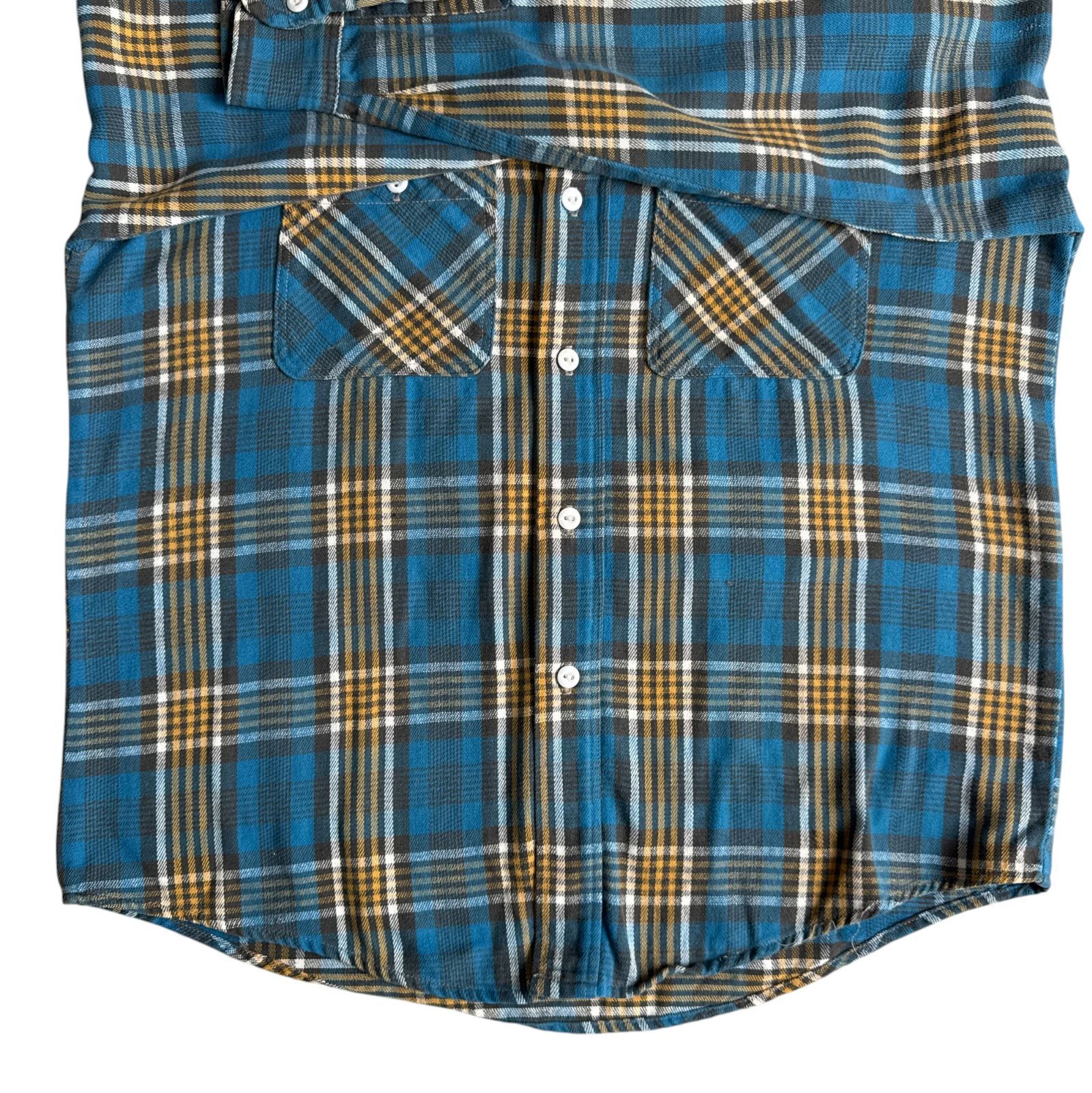 60s King Kole ヘビーネルシャツ ブルー イエロー Fits Lサイズ キング