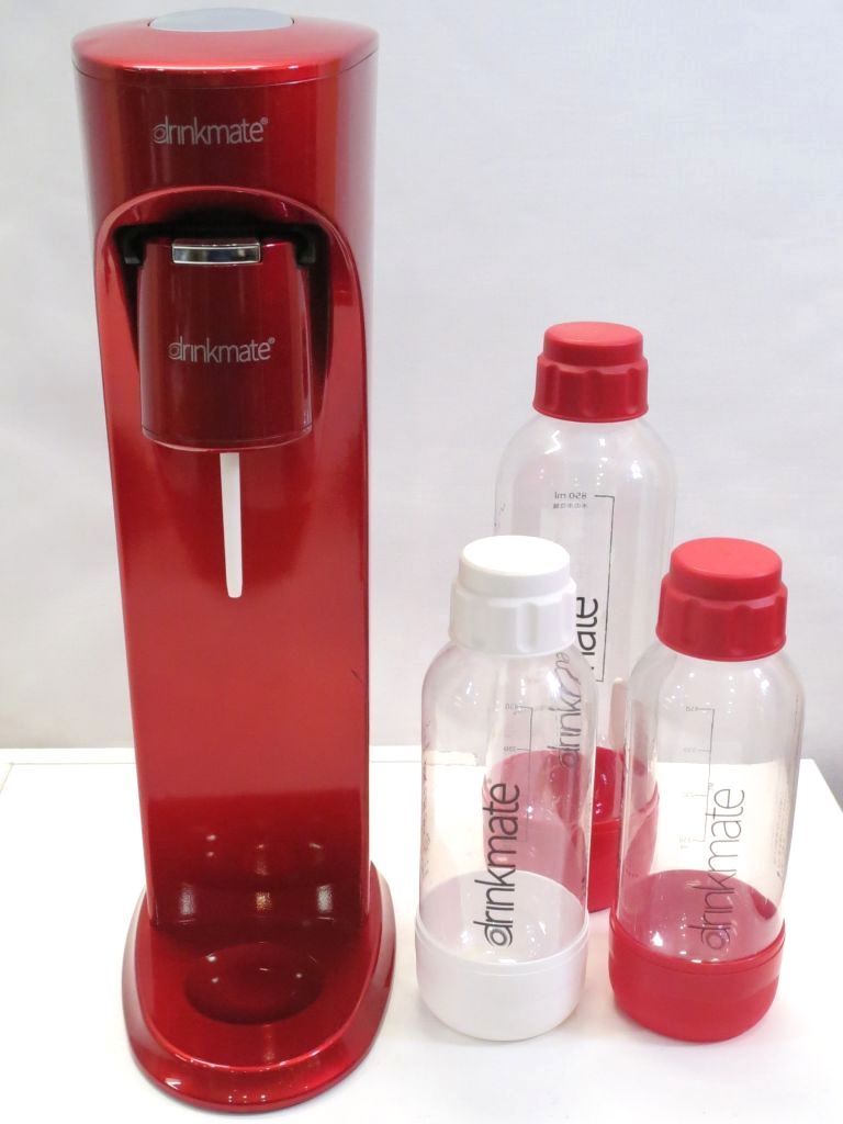 未開封 Drinkmate ドリンクメイト レッド 炭酸水メーカー 付属品完備 224912】drinkmate ドリンクメイト 炭酸水メーカー 専用ボトル*3個