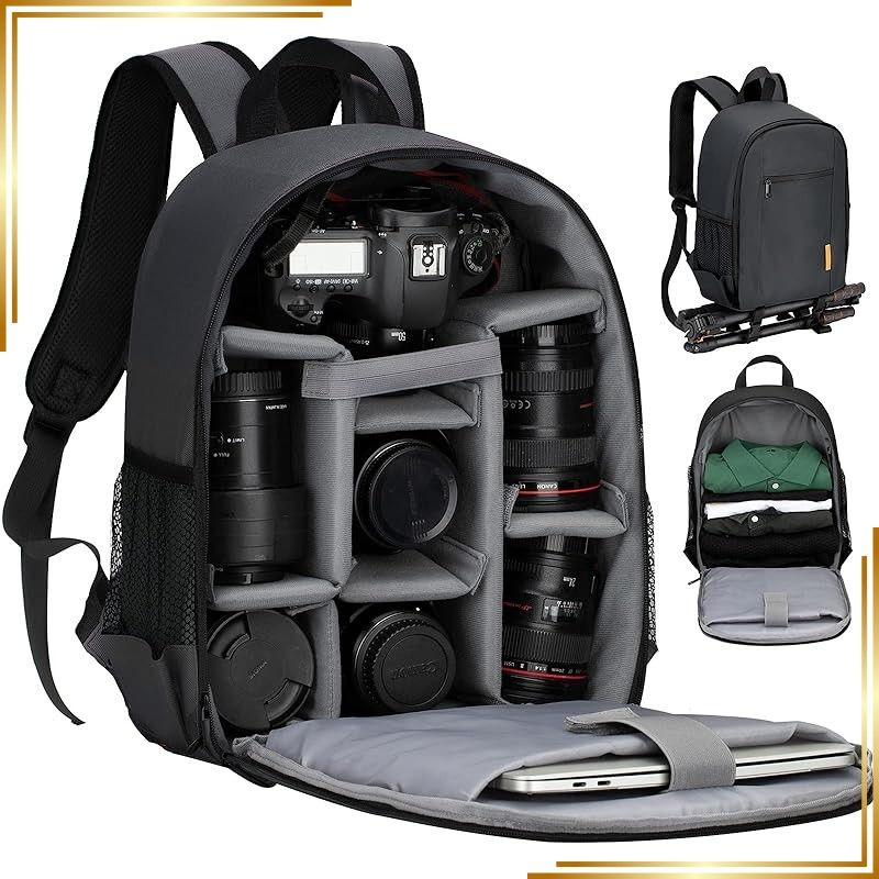 【新品】 [TARION] カメラバッグ リュック12L 超軽量 ハードシェル構造 13インチPC収納&三脚収納 レインカバー付き 撮影用バックパック TBS 0