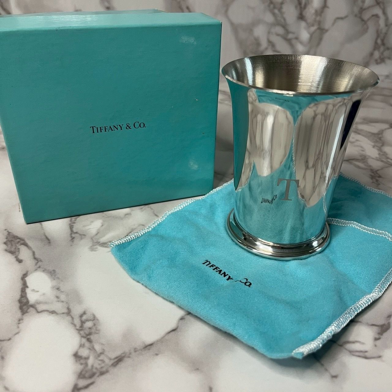 ティファニー TIFFANY & Co. シルバー カップ タンブラー イニシャルT 