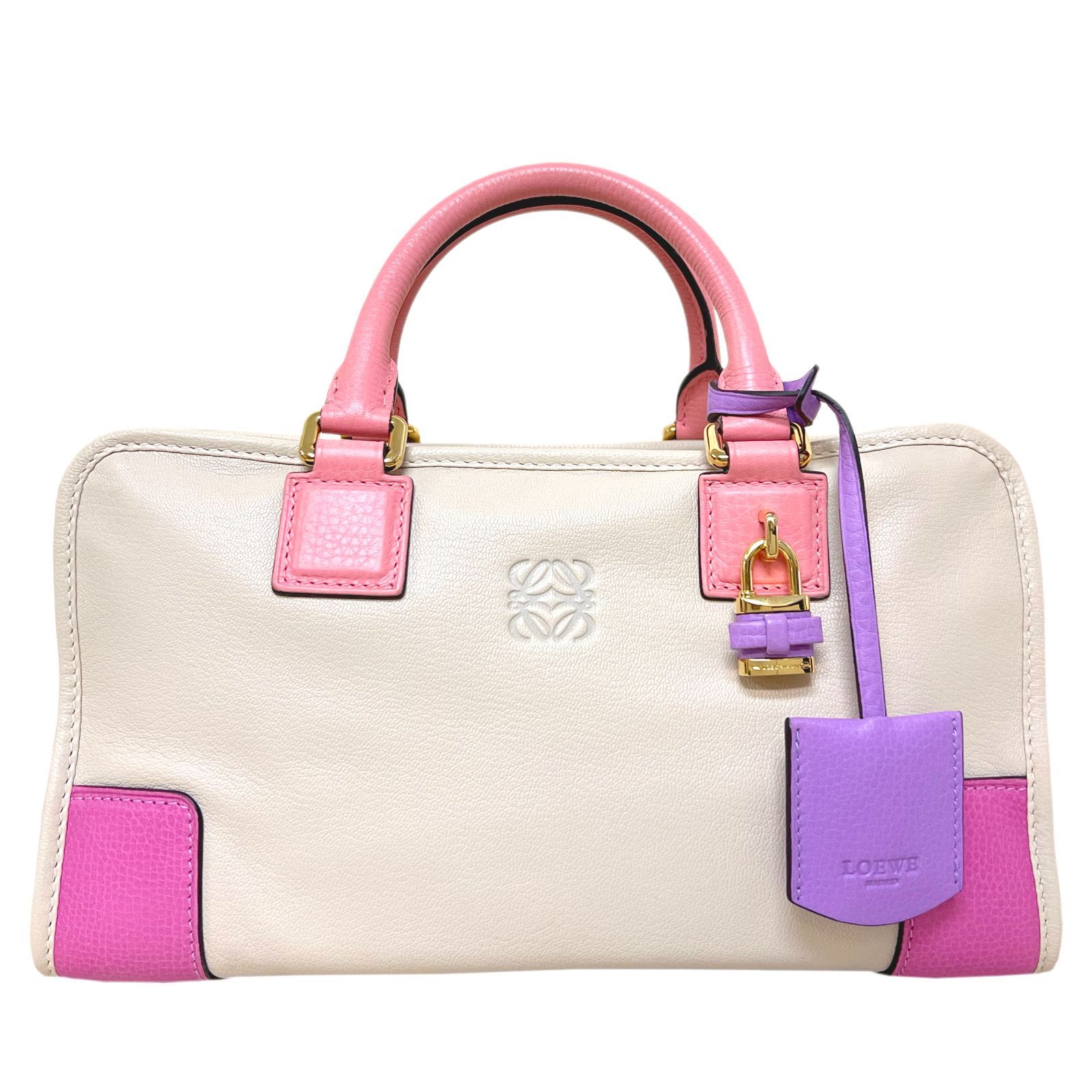 ロエベ アマソナ28 ピンク×パープル レザー ハンドバッグ バイカラー LOEWE ロエベ バッグ アマソナ 28 リミテッドエディション 限定 2/20