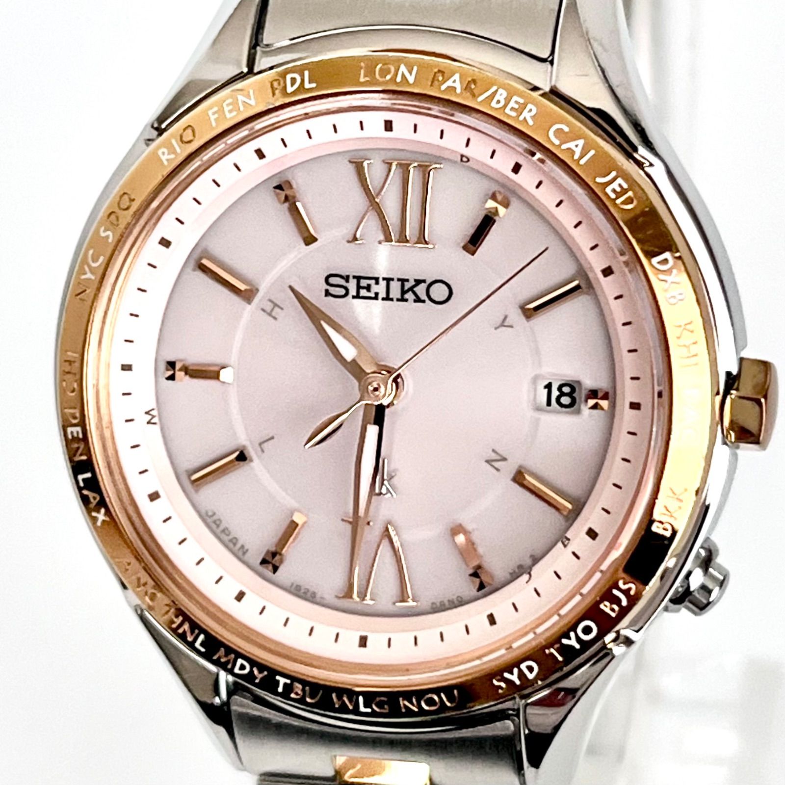 美品【稼働品】SEIKO セイコールキア ピンク ゴールド シルバー 