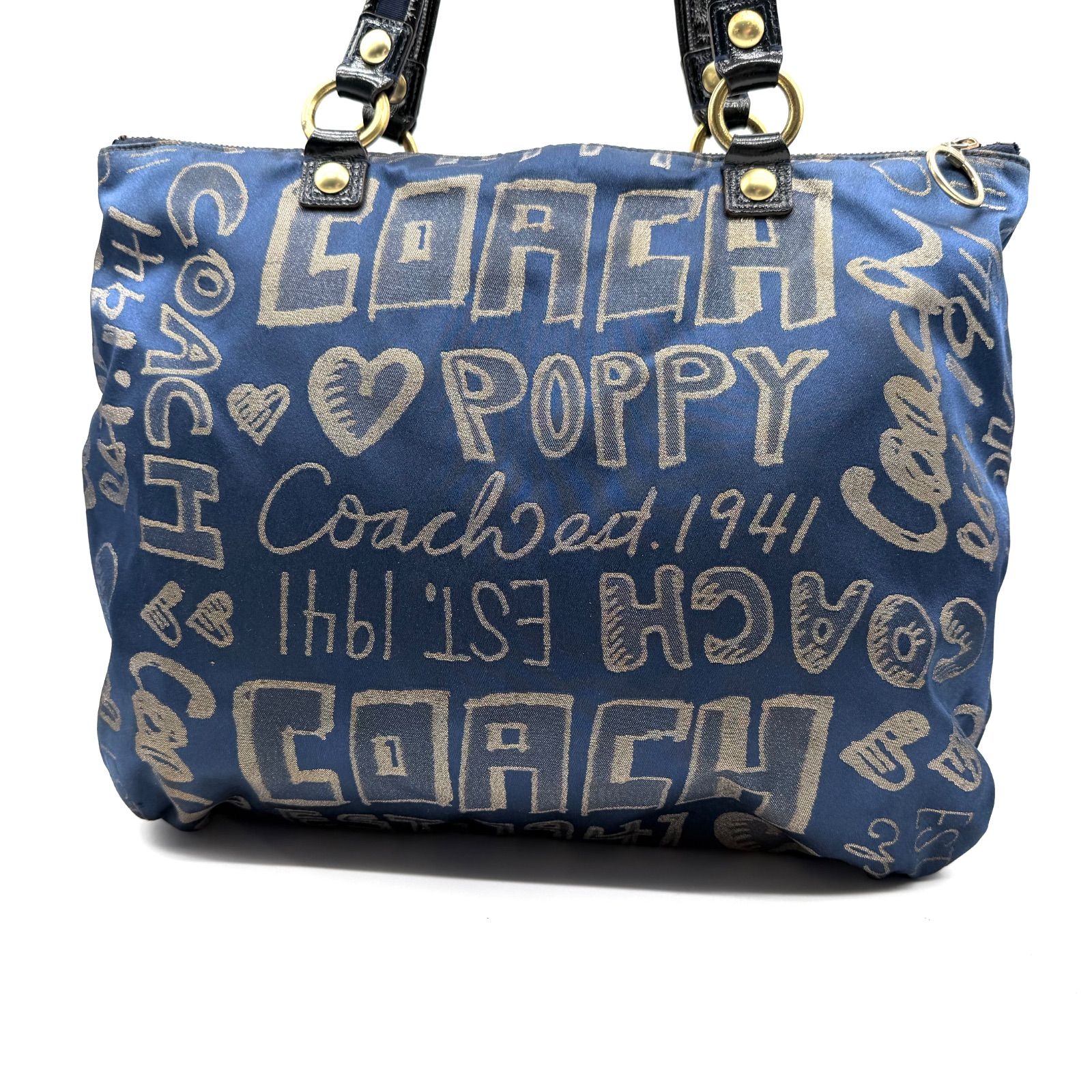 希少】COACH y2k poppy tote bag blue charm graphic art コーチ