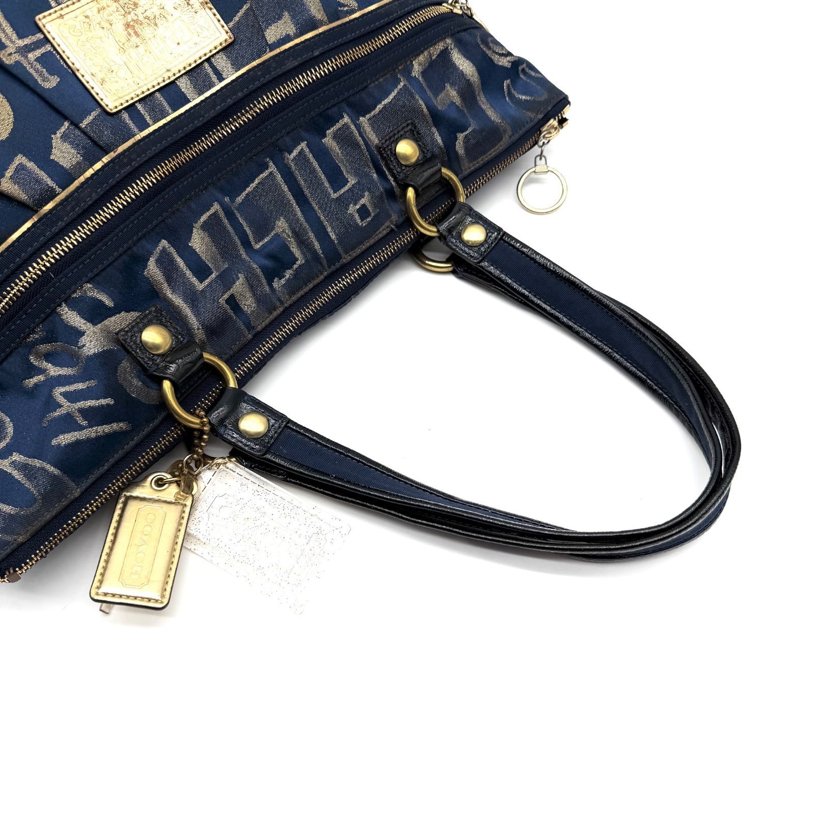 希少】COACH y2k poppy tote bag blue charm graphic art コーチ 