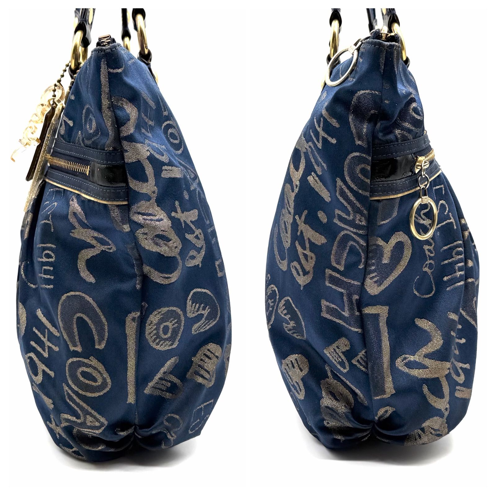 希少】COACH y2k poppy tote bag blue charm graphic art コーチ