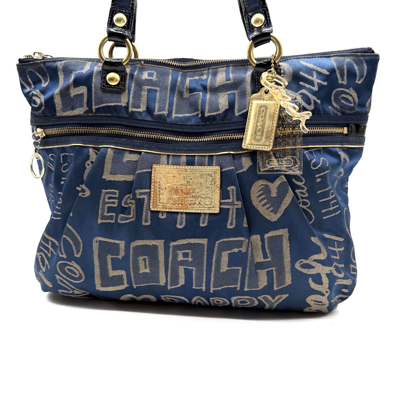 希少】COACH y2k poppy tote bag blue charm graphic art コーチ 