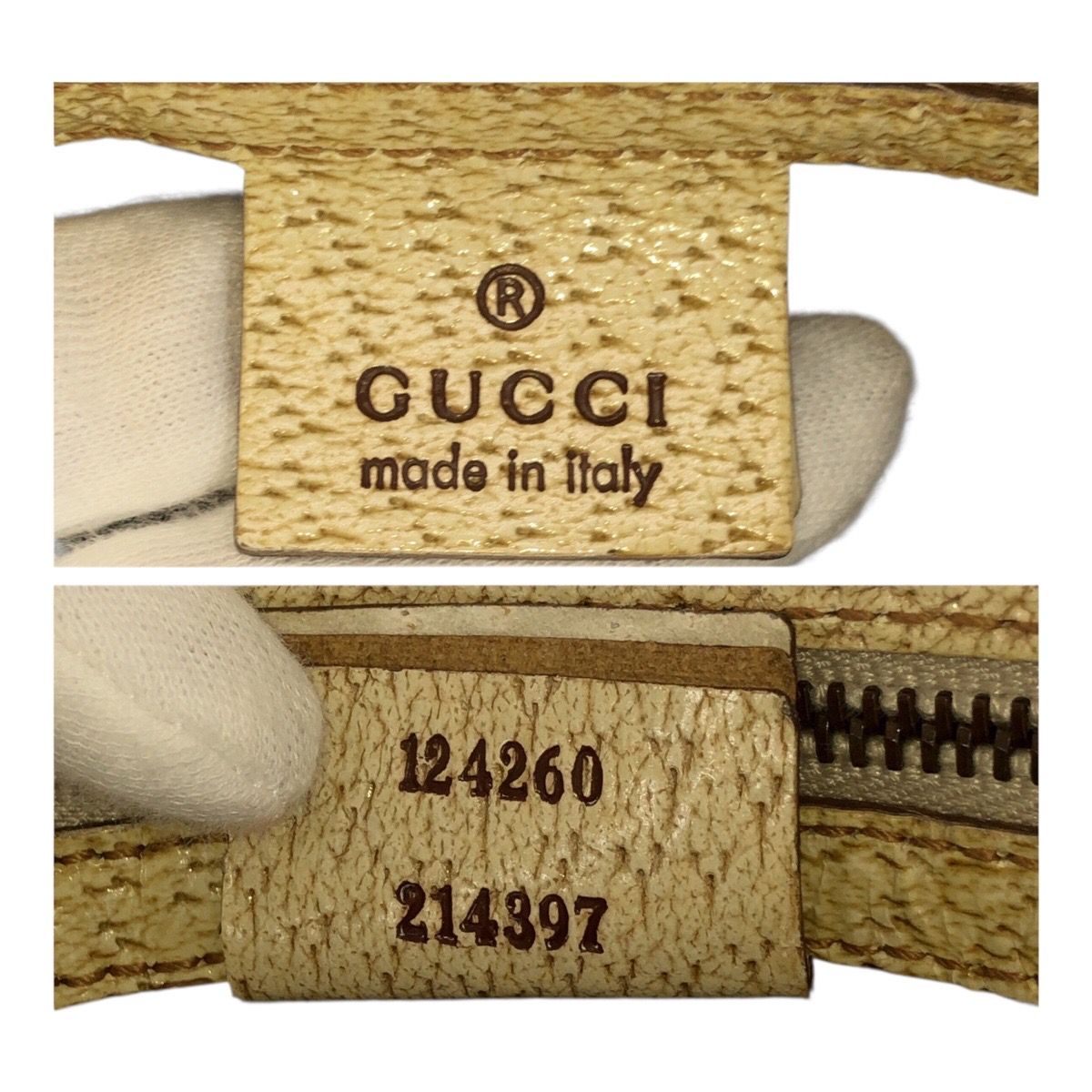 GUCCI グッチ GGキャンバス スタッズ アイボリー ゴールド 金具 
