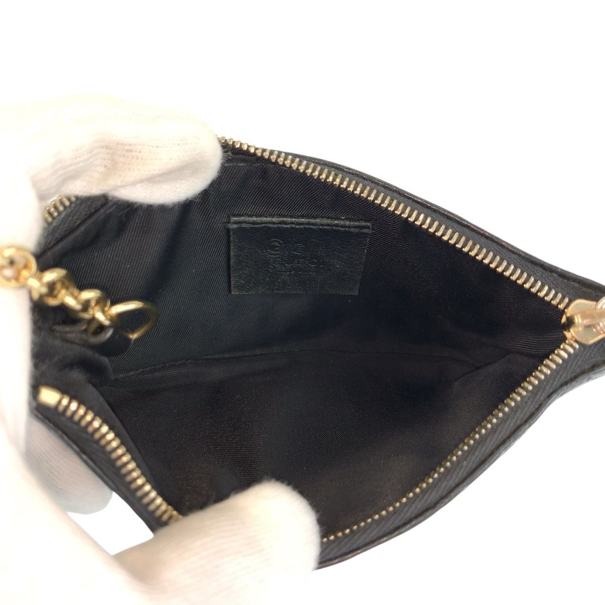 美品 GUCCI グッチ マイクログッチシマ ブラック 黒 ゴールド金具 