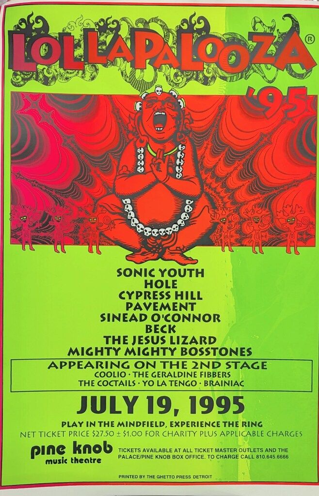 シルクスクリーン・ポスター TAZ LOLLAPALOOZA'95/SONIC YOUTH、HOLE