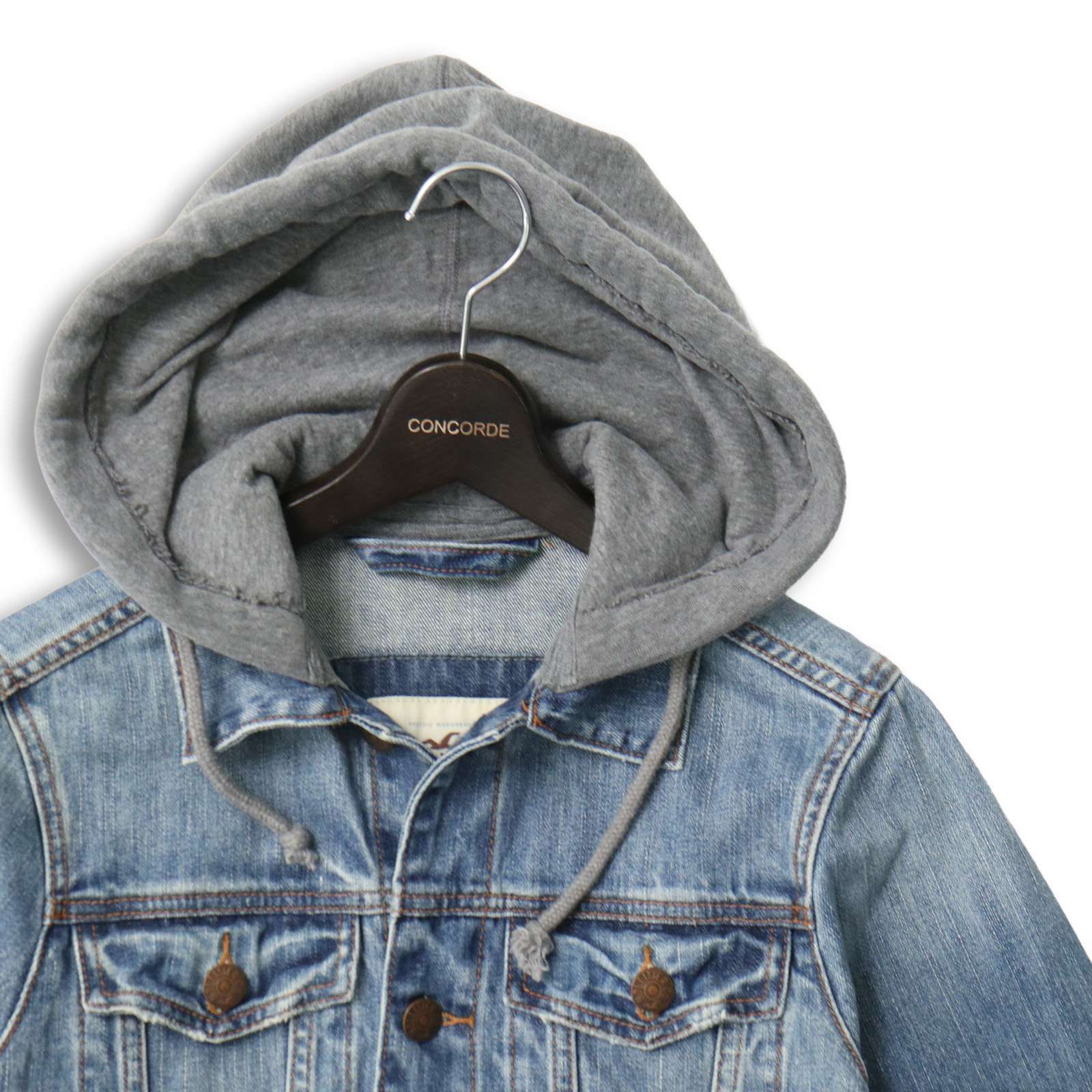 HOLLISTER ホリスター 通年 USED加工☆ 異素材 フーディー デニム 