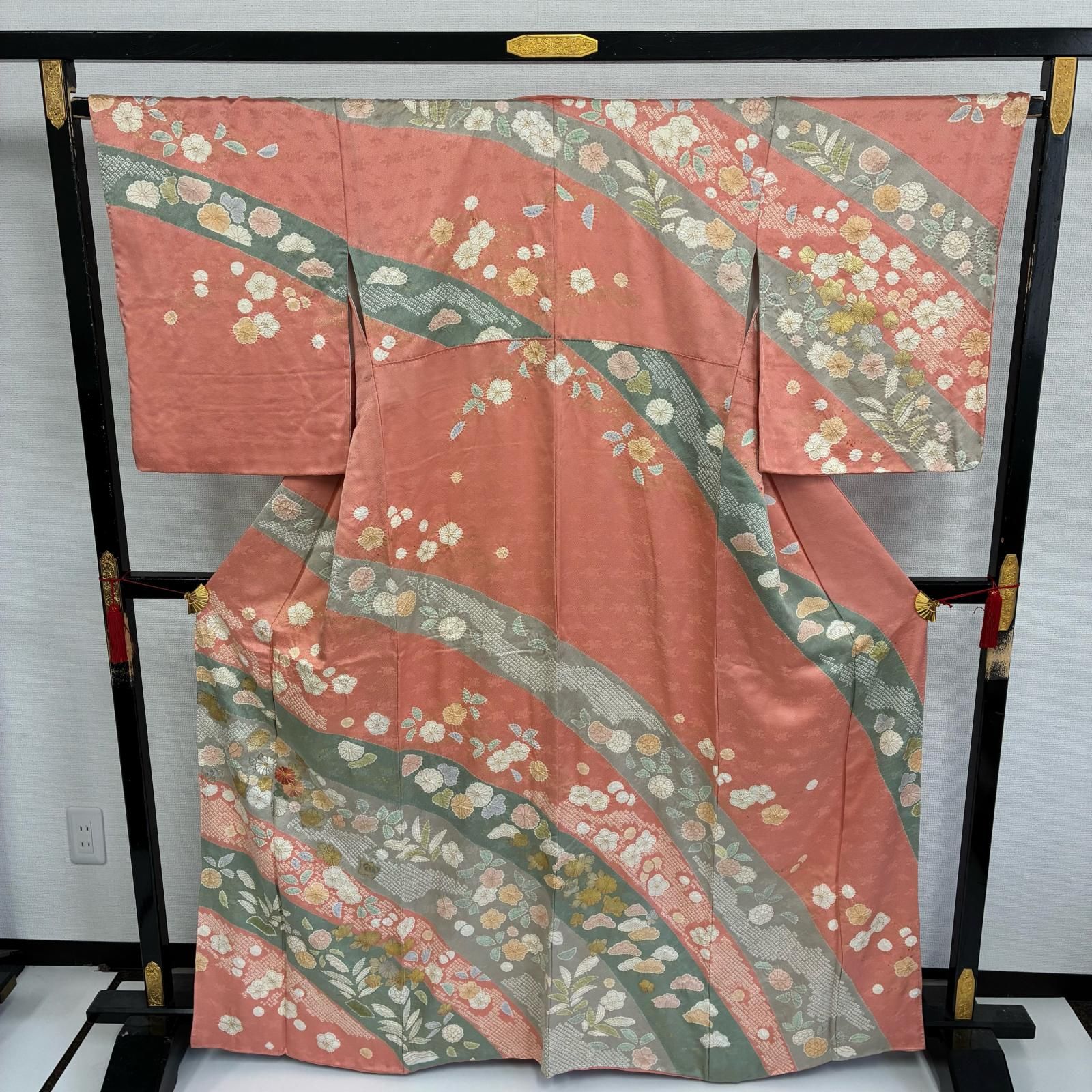 花柄 着物セット 100cm(美品) 付け下げ 正絹 紋なし 美しい染めの花