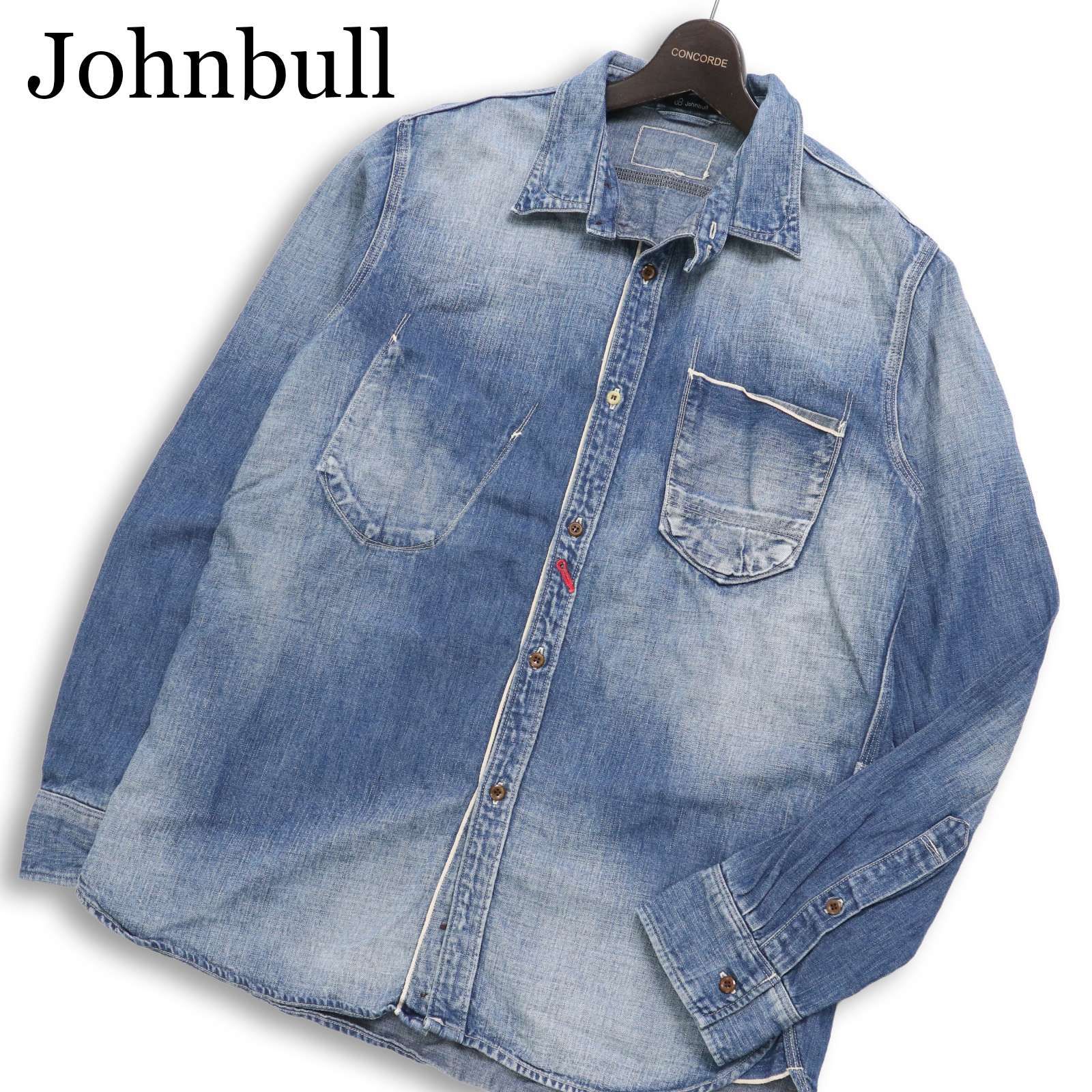 Johnbull ジョンブル 通年 USED加工☆ 長袖 ワーク デニム シャツ Sz.L 