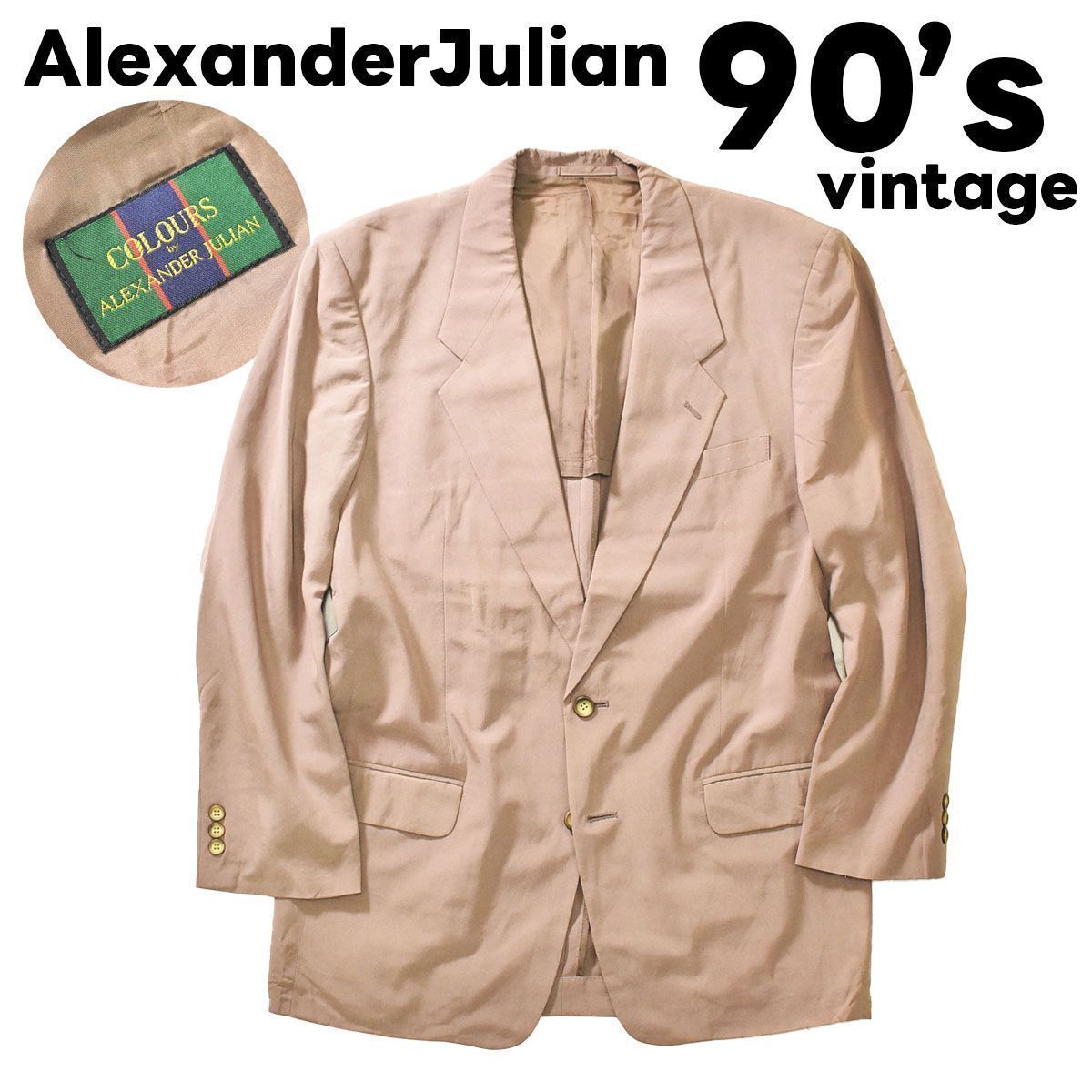 高級】90s Alexander Julian アレクサンダージュリアン シルク100 