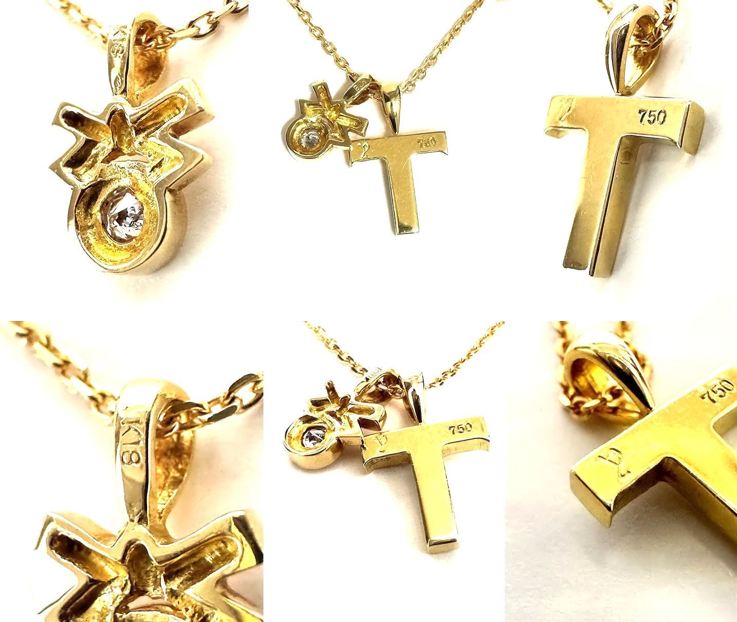 美品 EYEFUNNY アイファニー K18 YG ダイヤモンド T クロス ネックレス