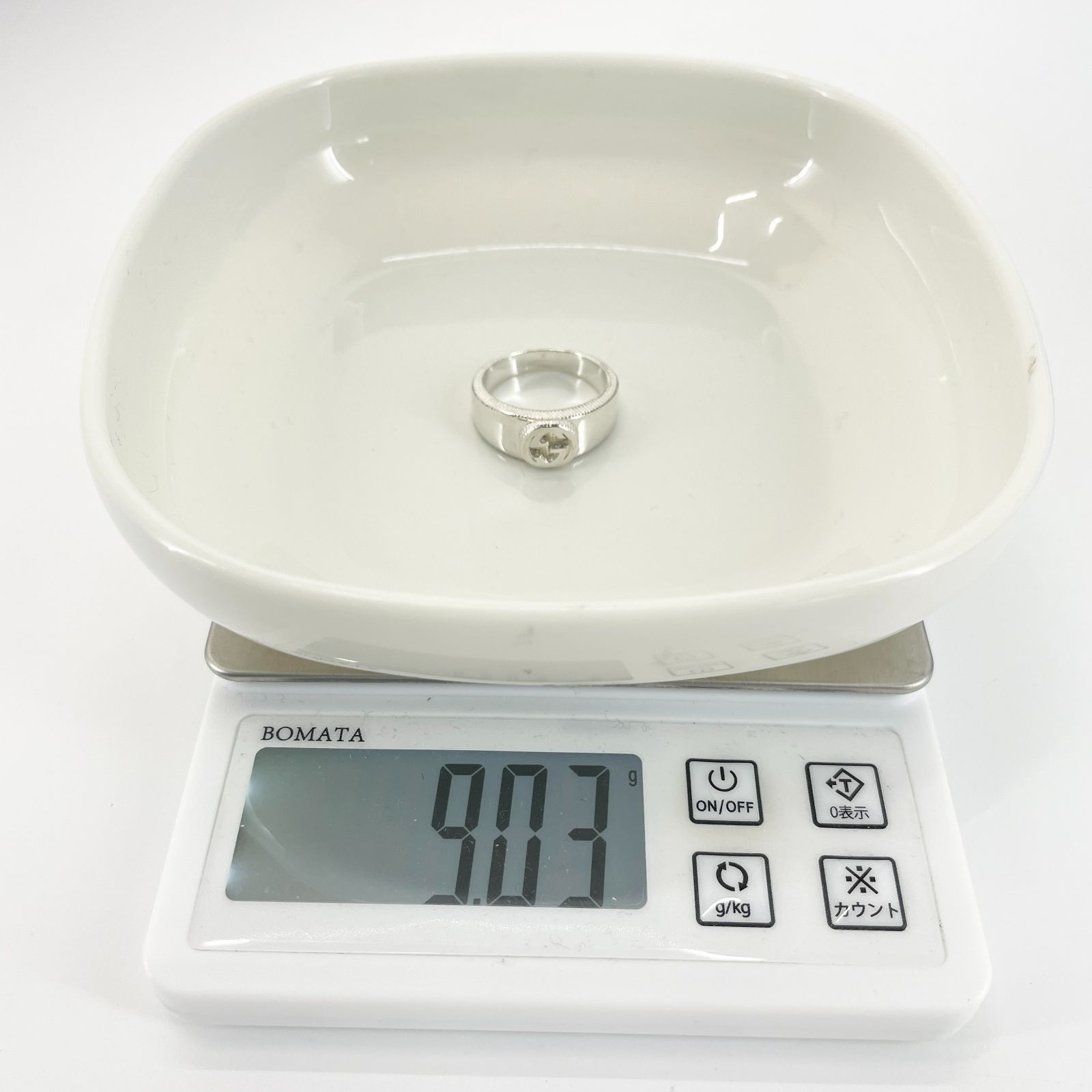 美品 18.5号 グッチ インターロッキング シルバー リング/24-3665S