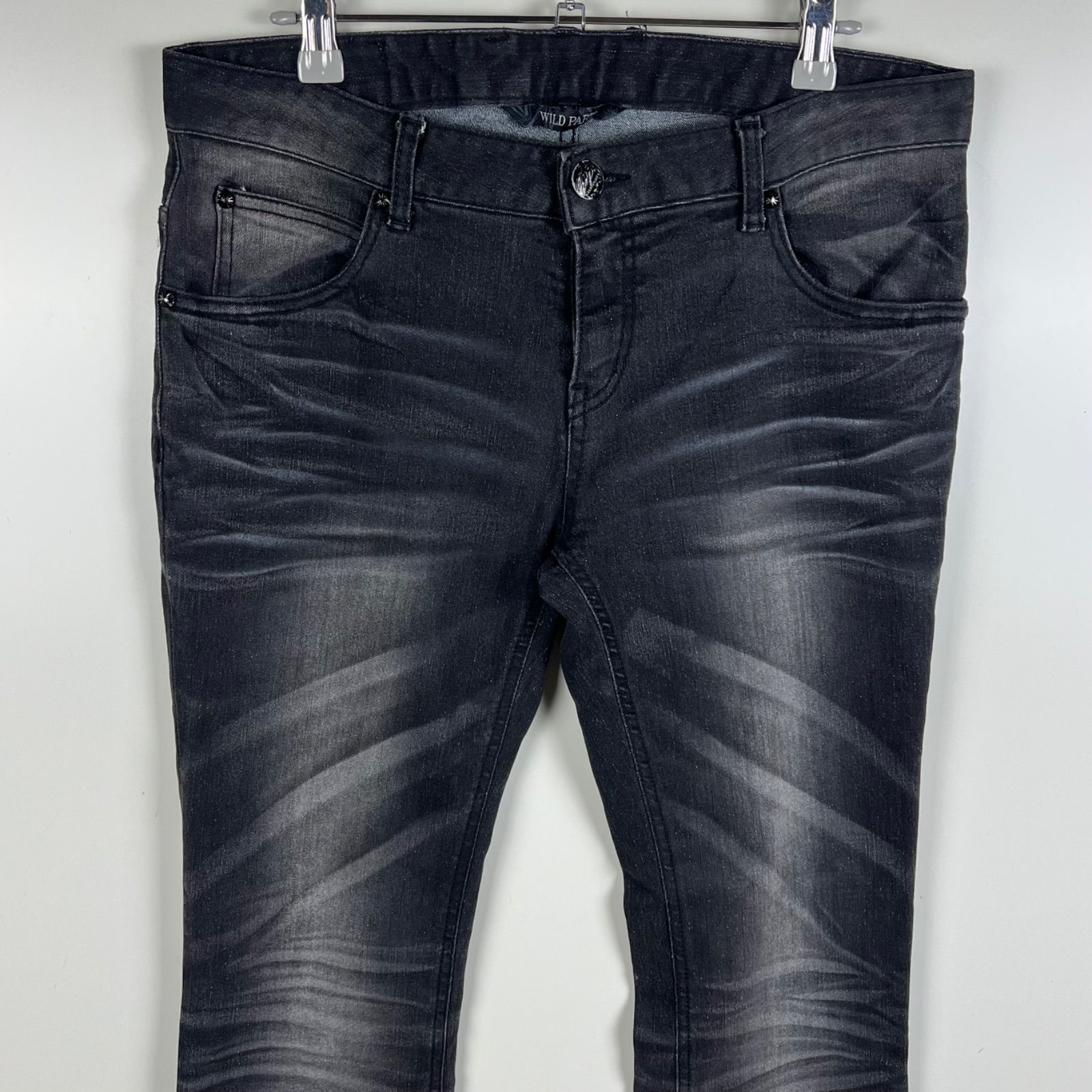 WILD PARTY 00s y2k archive lame damaged black denim pants 3 L 