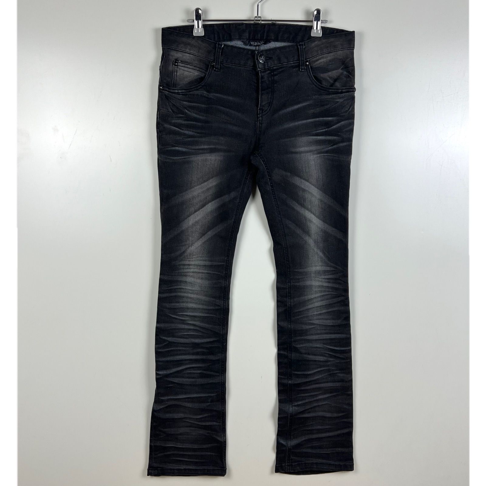 WILD PARTY 00s y2k archive lame damaged black denim pants 3 L 
