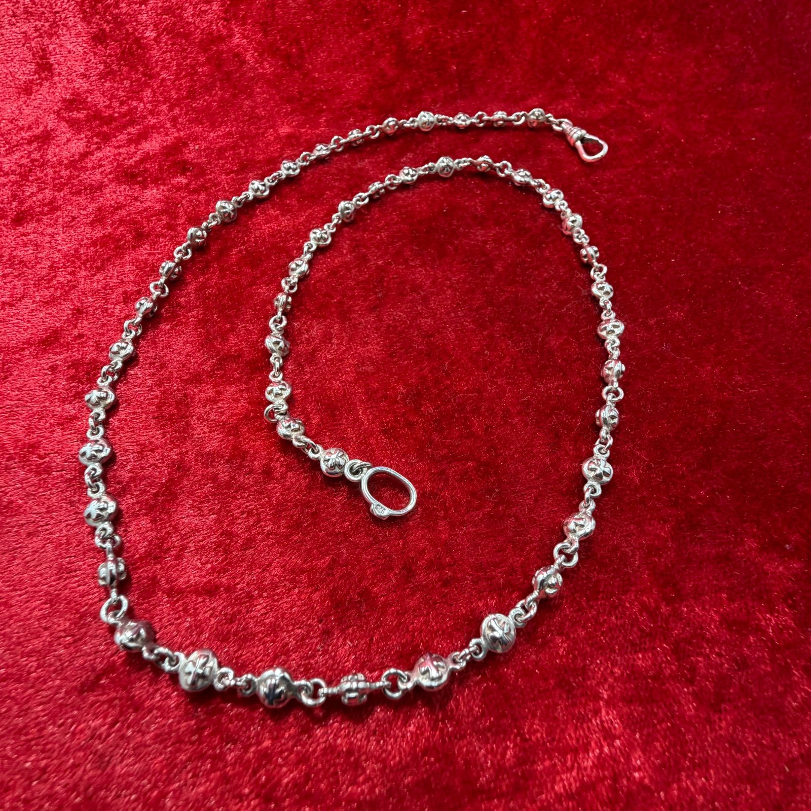 美品 ネックレス タイニーラウンドクッションクロス 50cmx23.7g 
