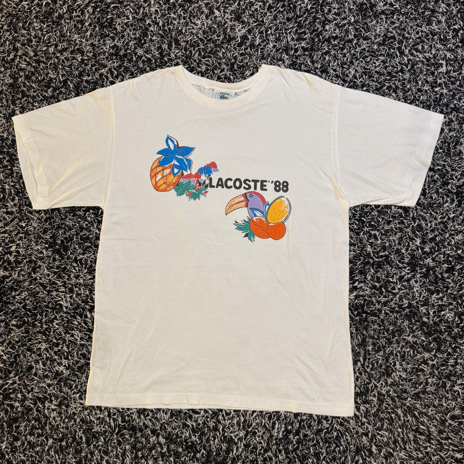 80s 90s IZOD LACOSTE トロピカル 鳥 グラフィックTシャツ USA製 