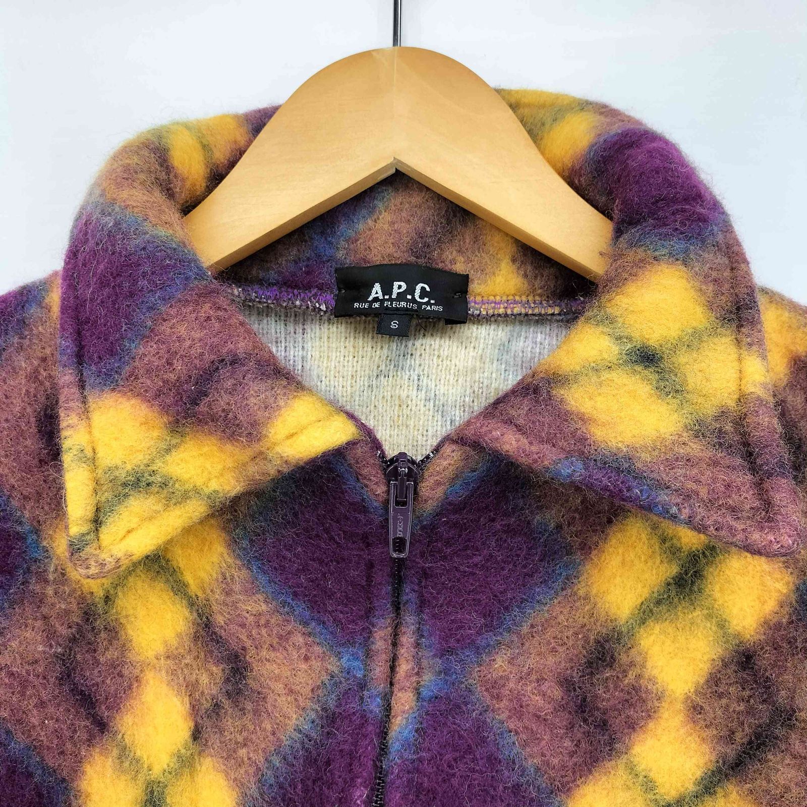 アーペーセー A.P.C. アーガイル柄 ウール フリース ジャケット 