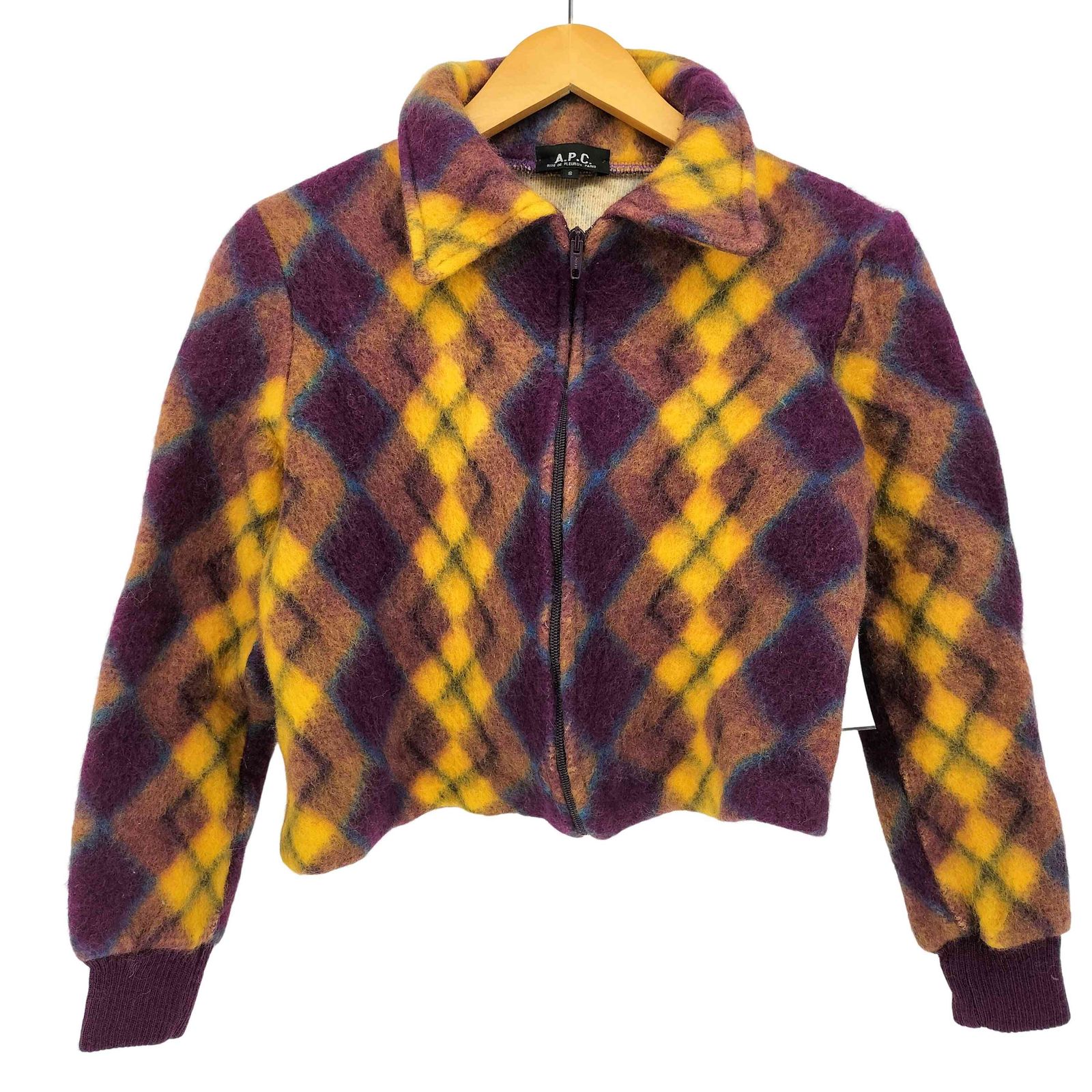 アーペーセー A.P.C. アーガイル柄 ウール フリース ジャケット 