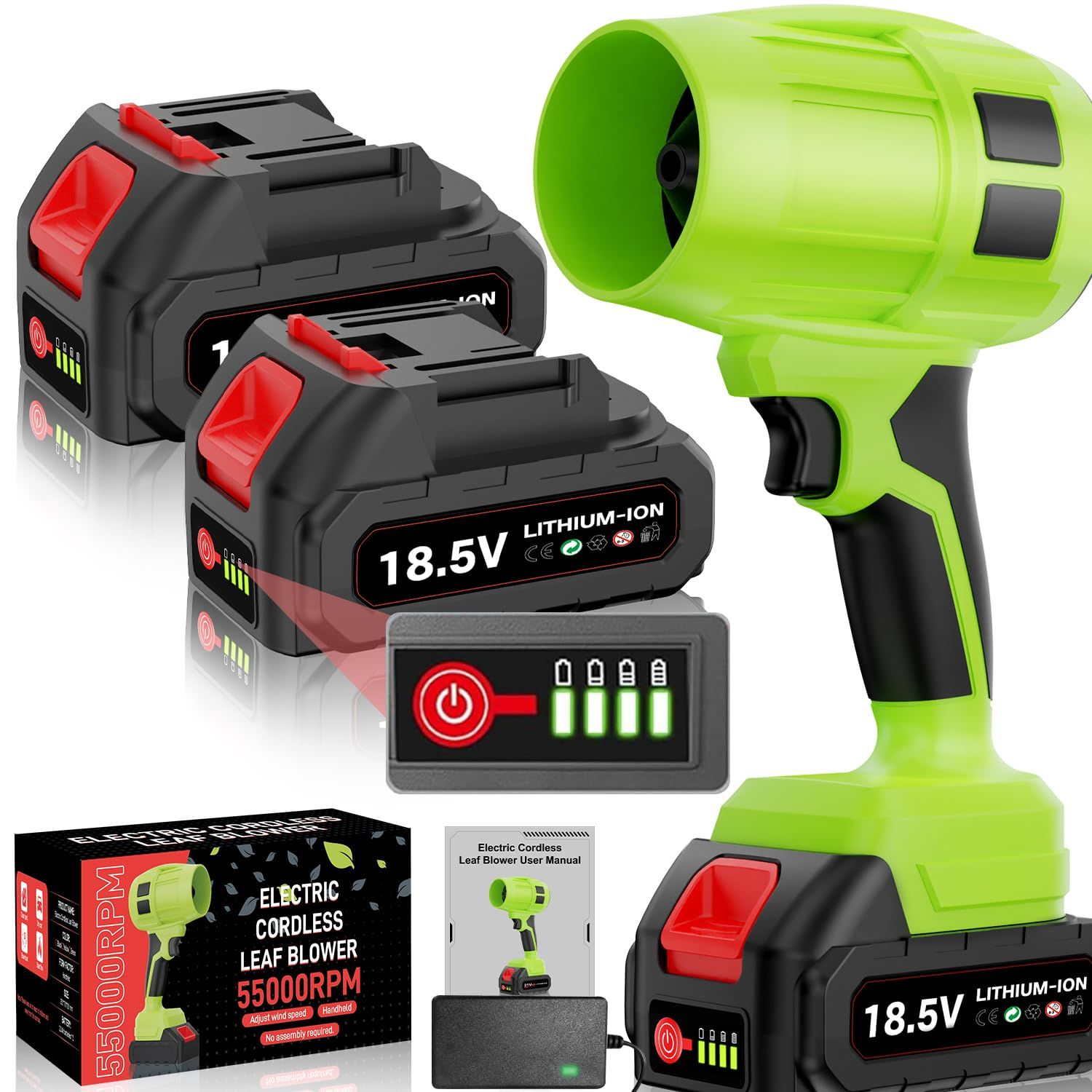 D ブロワー 強力 洗車 突破の大風量 PSE認定 残量表示 バッテリー 2個搭載 55000RPM マキタ電池互換 高速回転 無段階変速 軽量 コードレス ブロワー 80m|s大風速 最強 強力 耐久性 12枚大ファンブレードターボブロ a799c57f