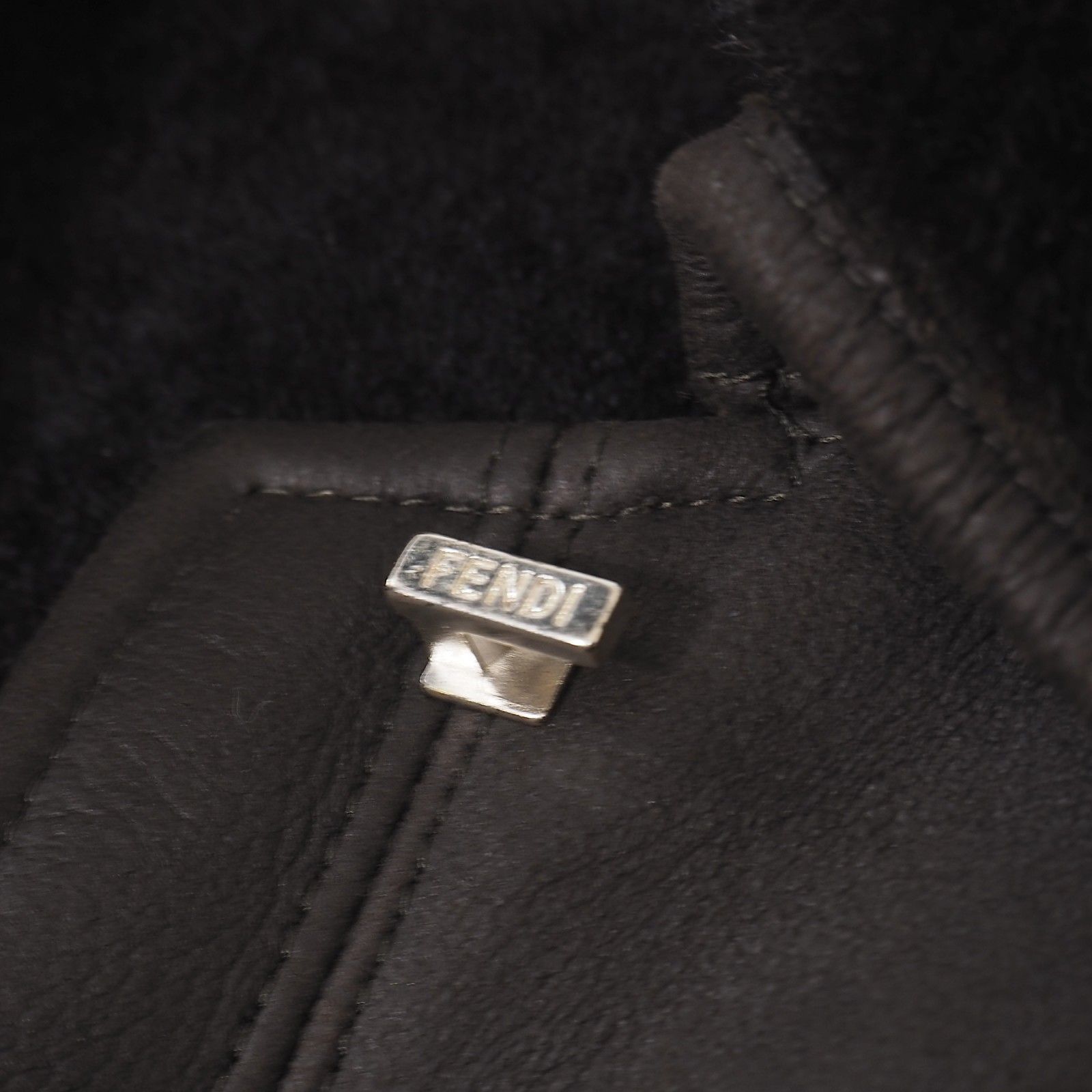 フェンディ FENDI ラムレザー ムートン コート 40 ダークブラウン 